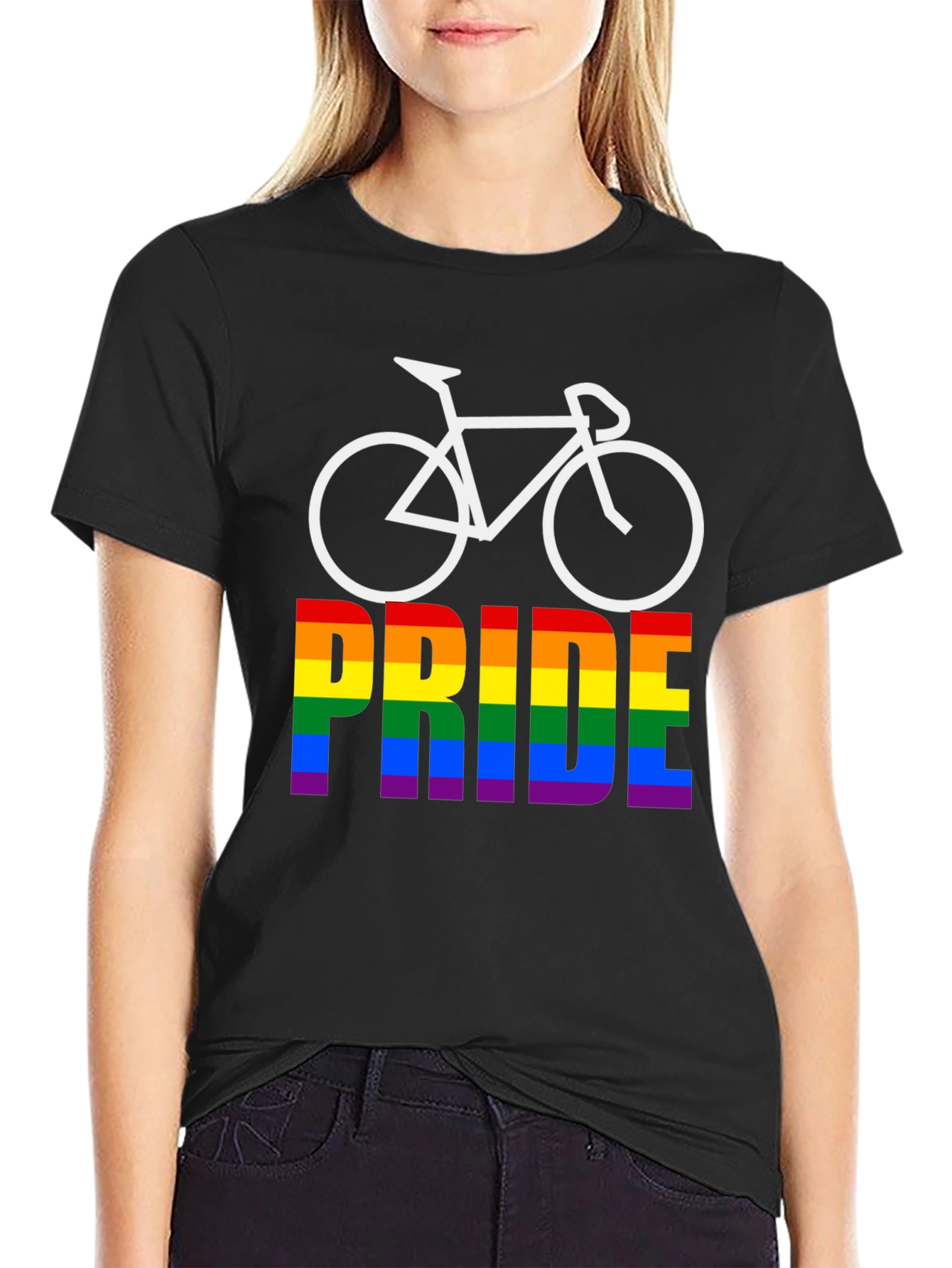 Pride Bicycle Black T-Shirt LGBTQ+ Rainbow