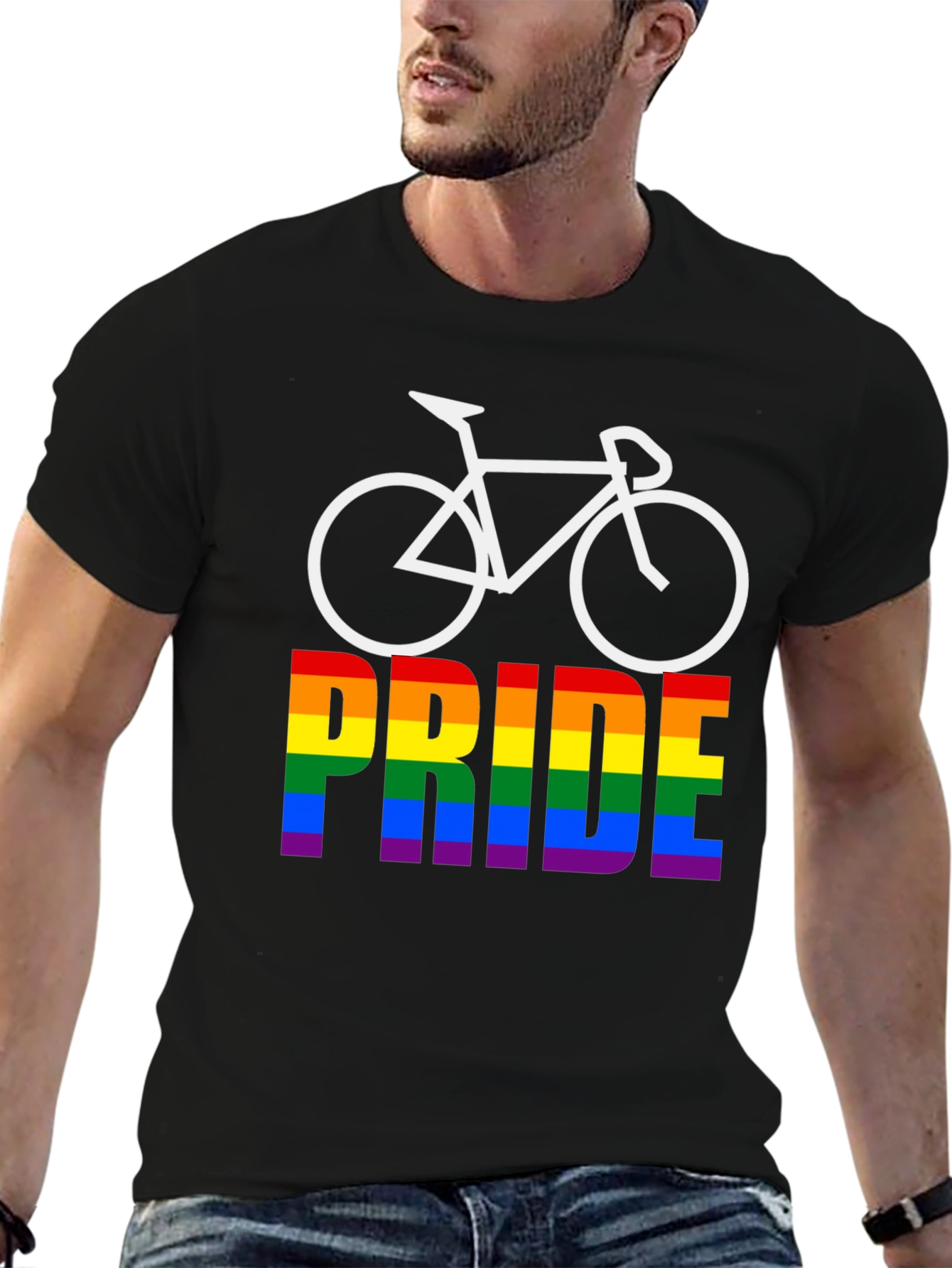 Pride Bicycle Black T-Shirt LGBTQ+ Rainbow