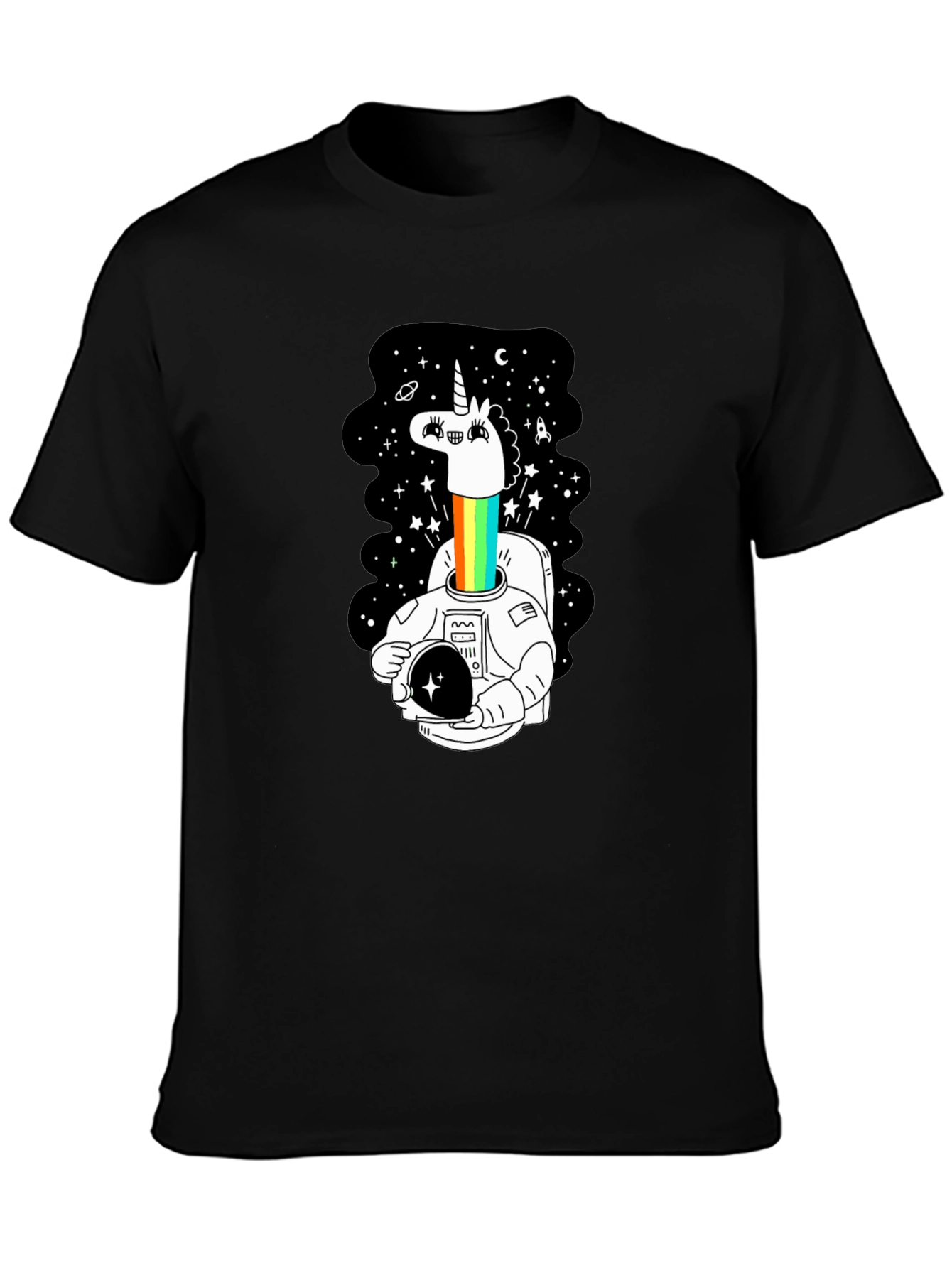 Unicorn Astronaut Graphic Tee - Black