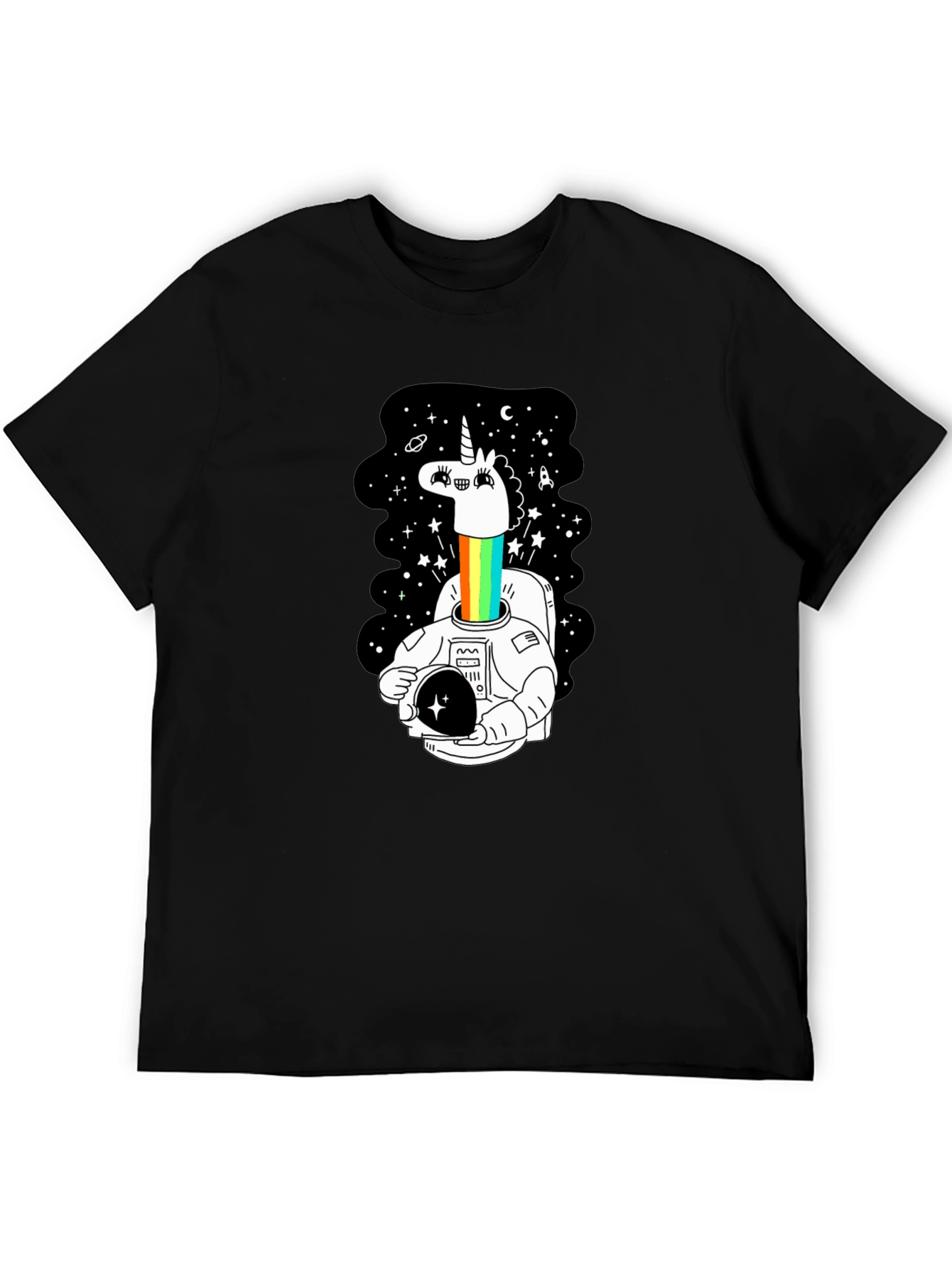 Unicorn Astronaut Graphic Tee - Black