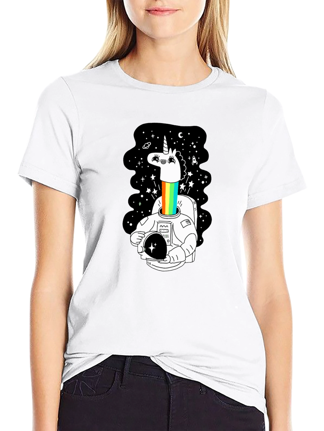 Unicorn Astronaut Graphic Tee - Black