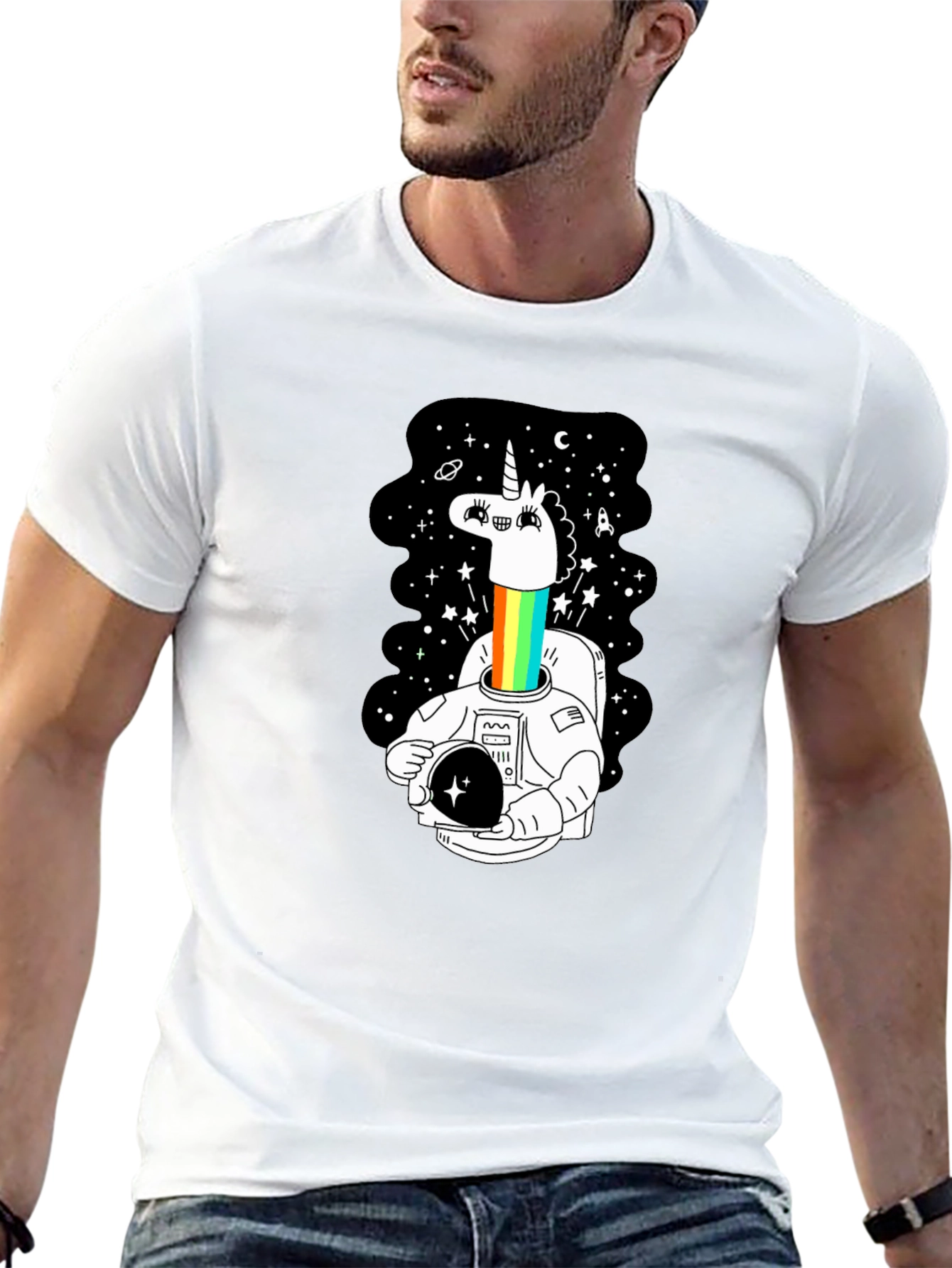 Unicorn Astronaut Graphic Tee - Black