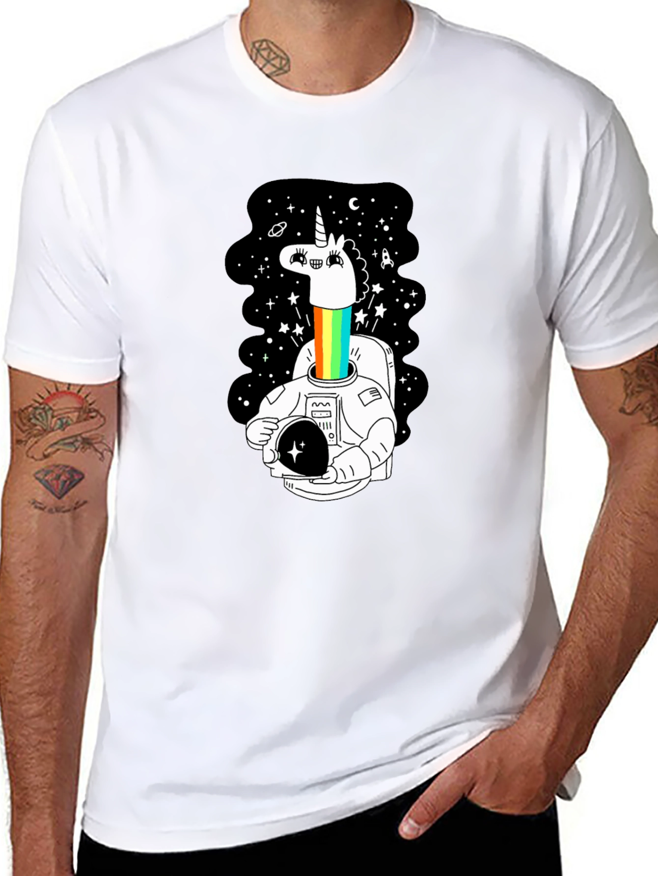 Unicorn Astronaut Graphic Tee - Black