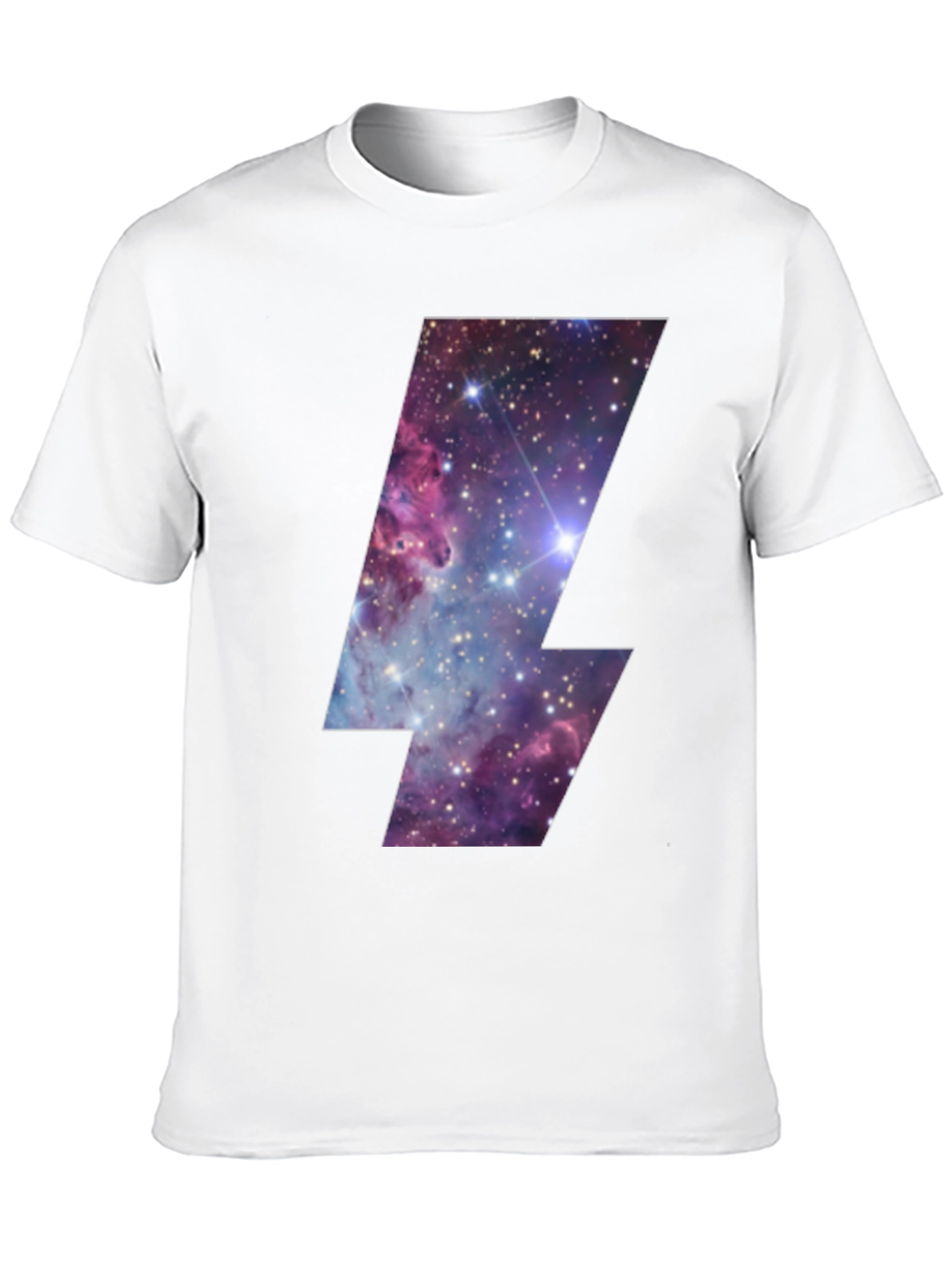 Galaxy Lightning Bolt Graphic Tee - Black Cotton T-Shirt