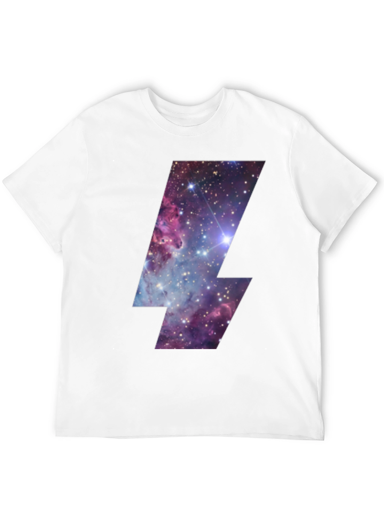 Galaxy Lightning Bolt Graphic Tee - Black Cotton T-Shirt