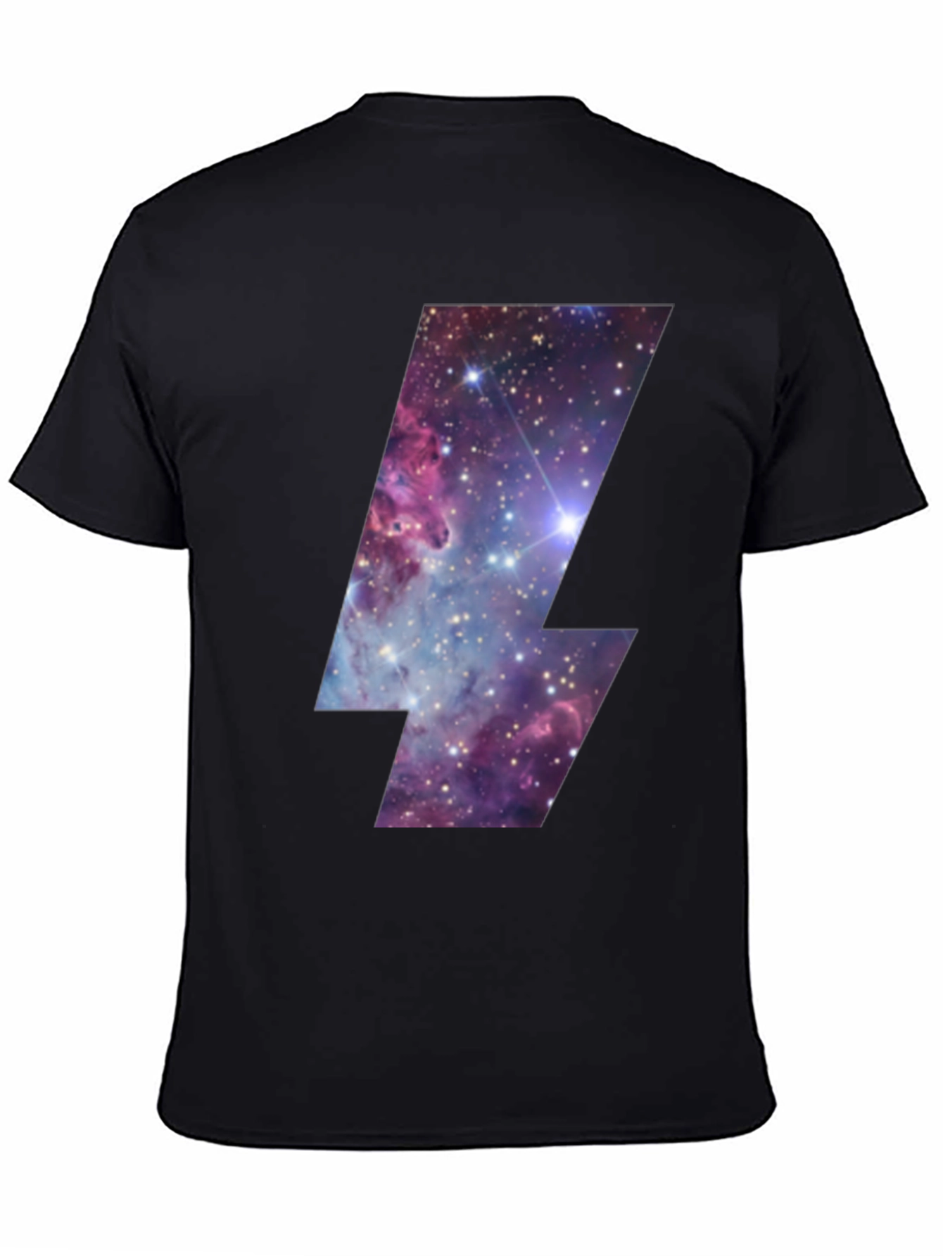 Galaxy Lightning Bolt Graphic Tee - Black Cotton T-Shirt