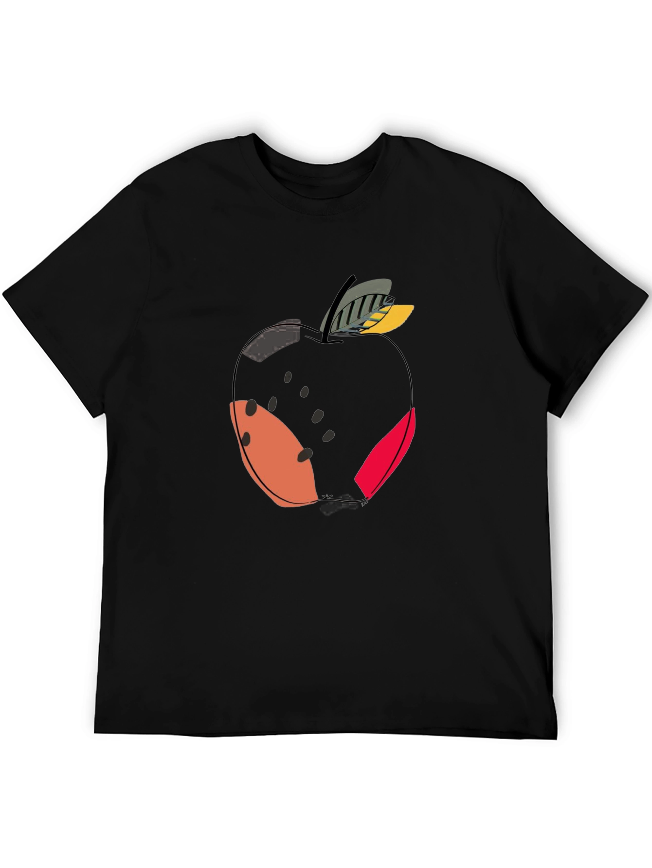 Modern Apple Graphic Black T-Shirt