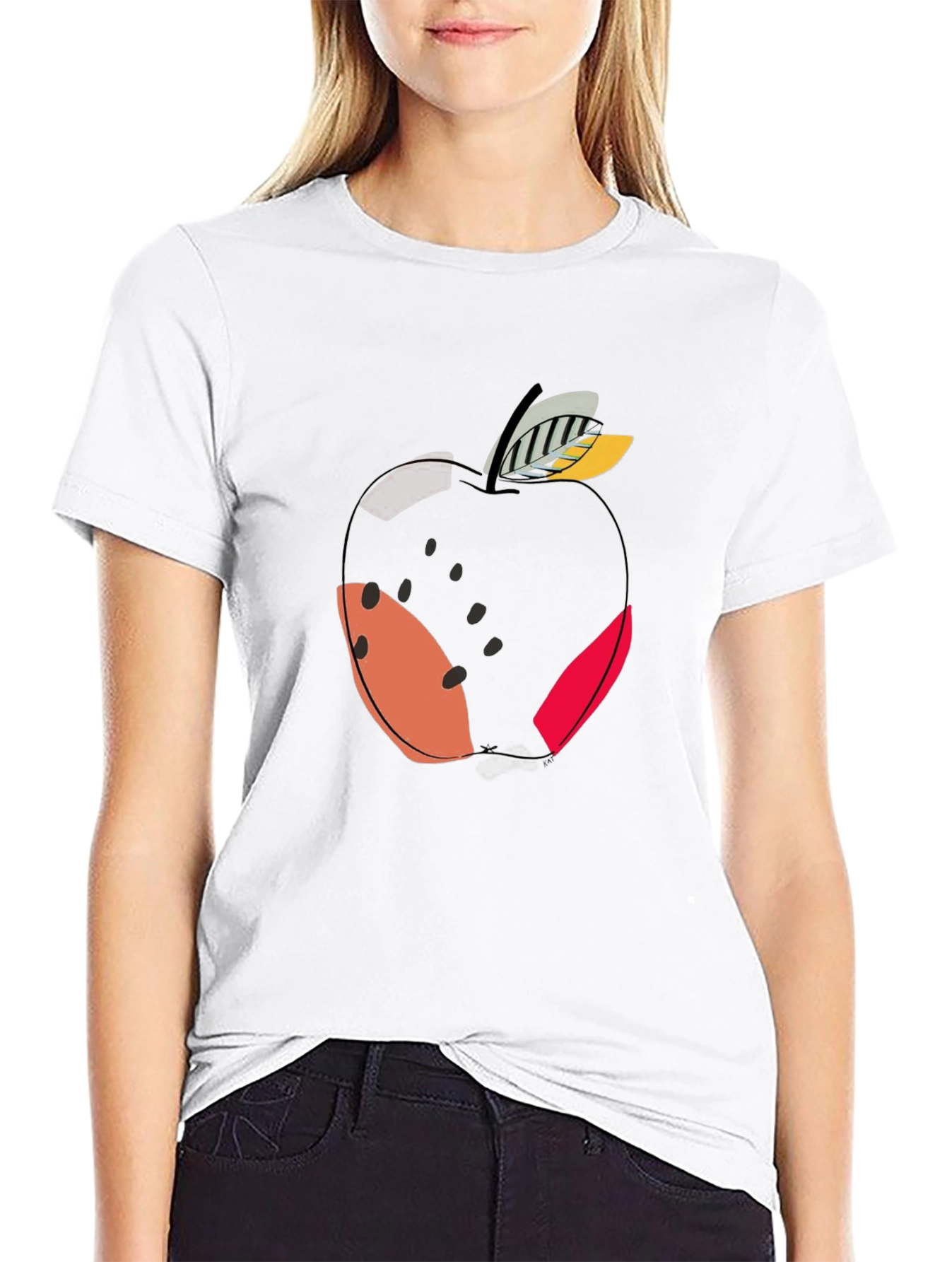 Modern Apple Graphic Black T-Shirt