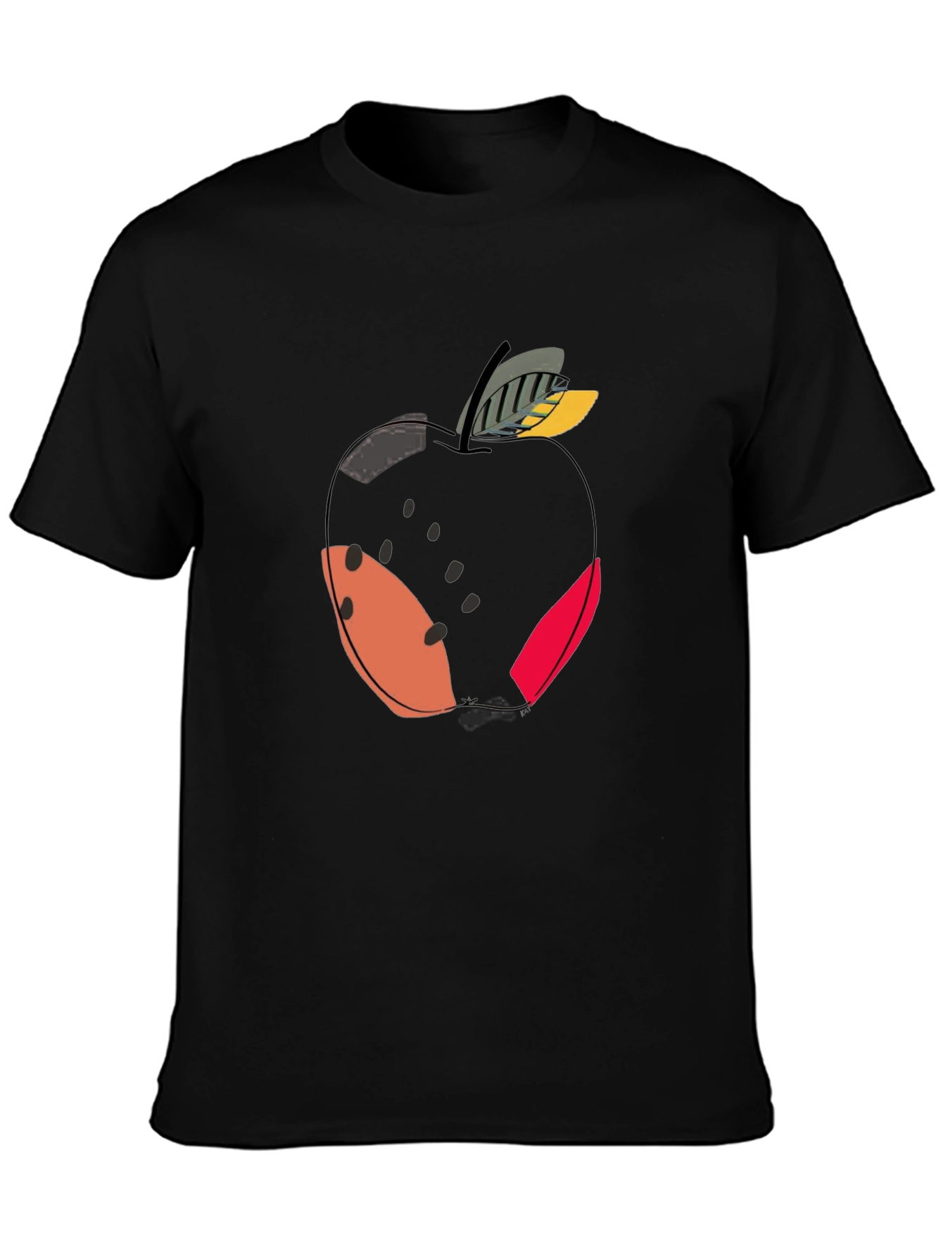Modern Apple Graphic Black T-Shirt
