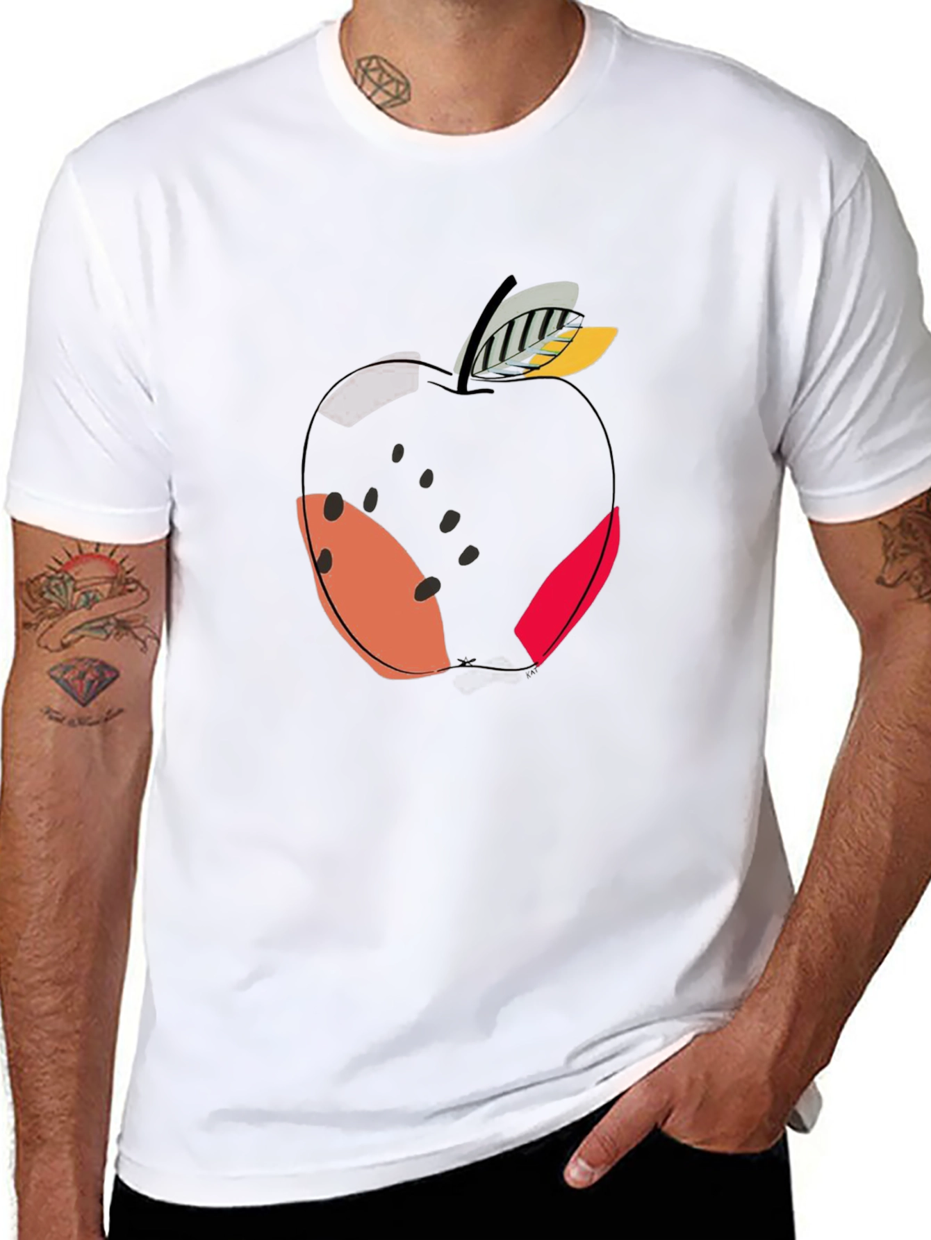 Modern Apple Graphic Black T-Shirt