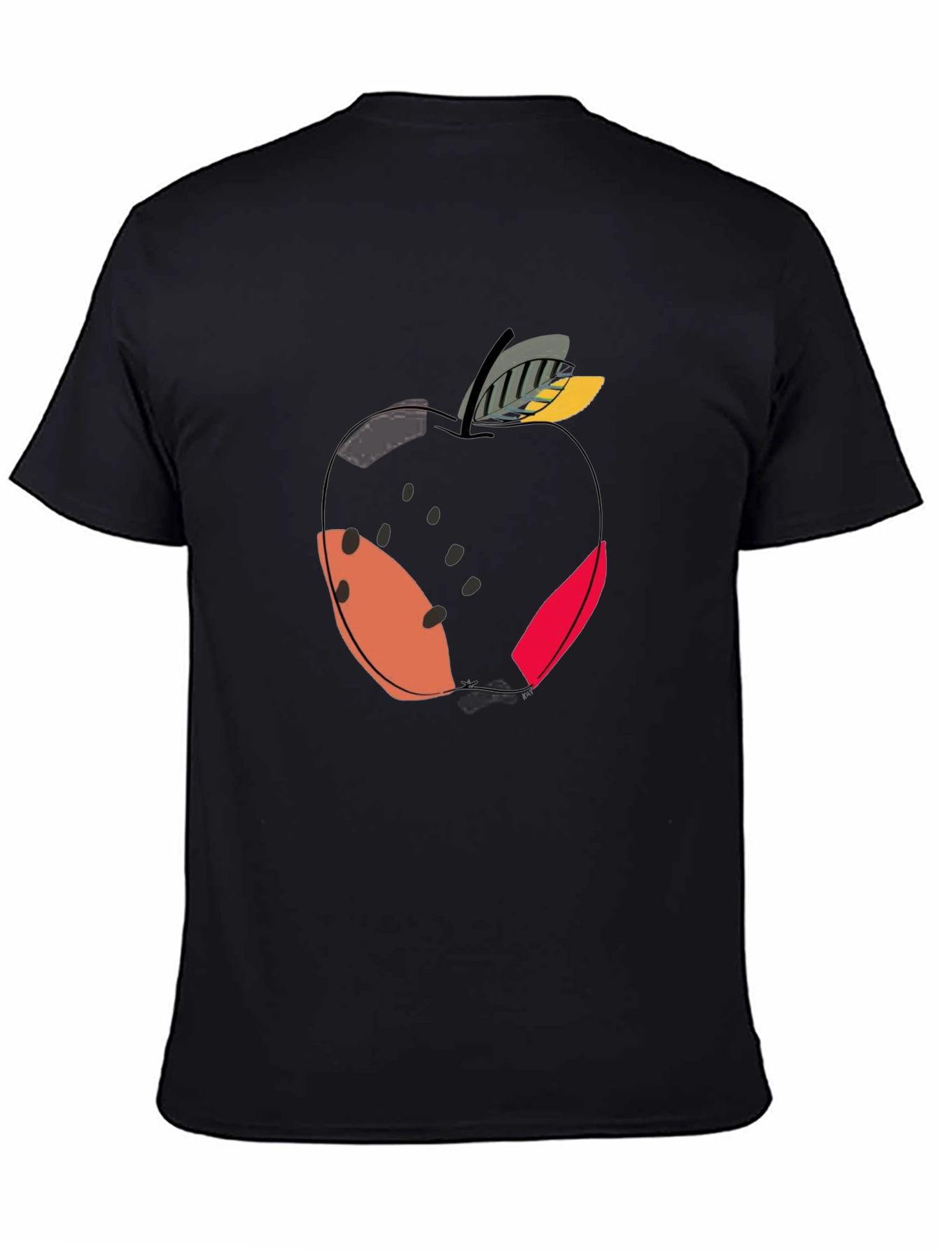 Modern Apple Graphic Black T-Shirt