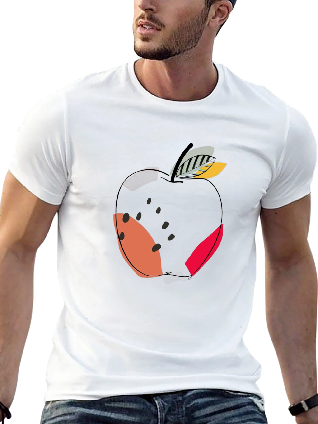 Modern Apple Graphic Black T-Shirt