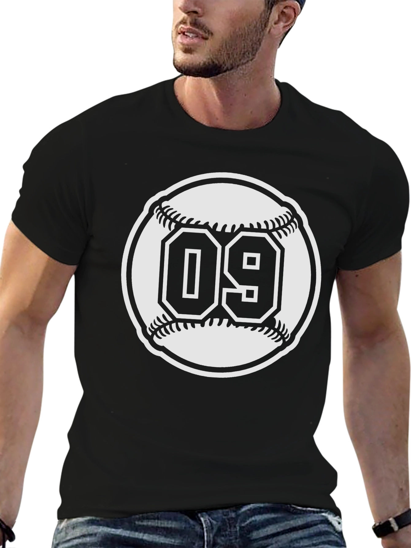 Baseball 09 Black Graphic T-Shirt