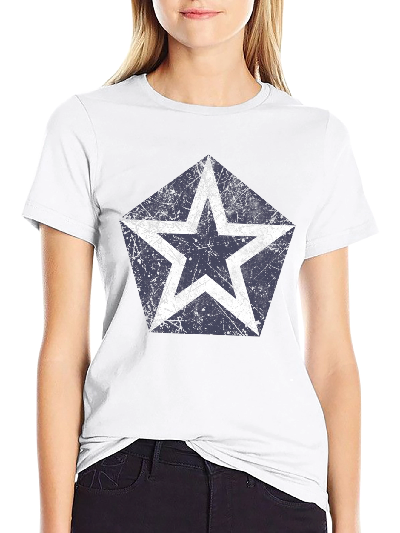 Distressed Star Graphic T-Shirt - Casual Style