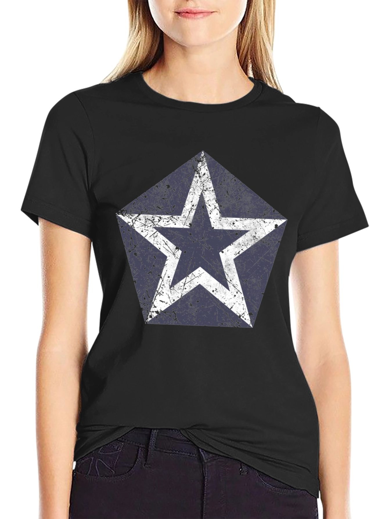 Distressed Star Graphic T-Shirt - Casual Style