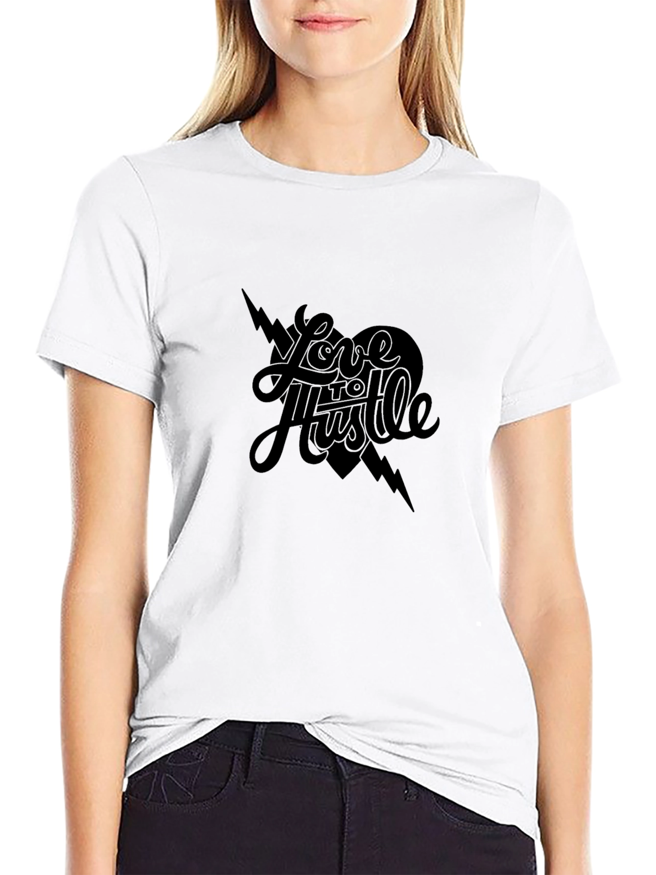 Love to Hustle Black Graphic Tee