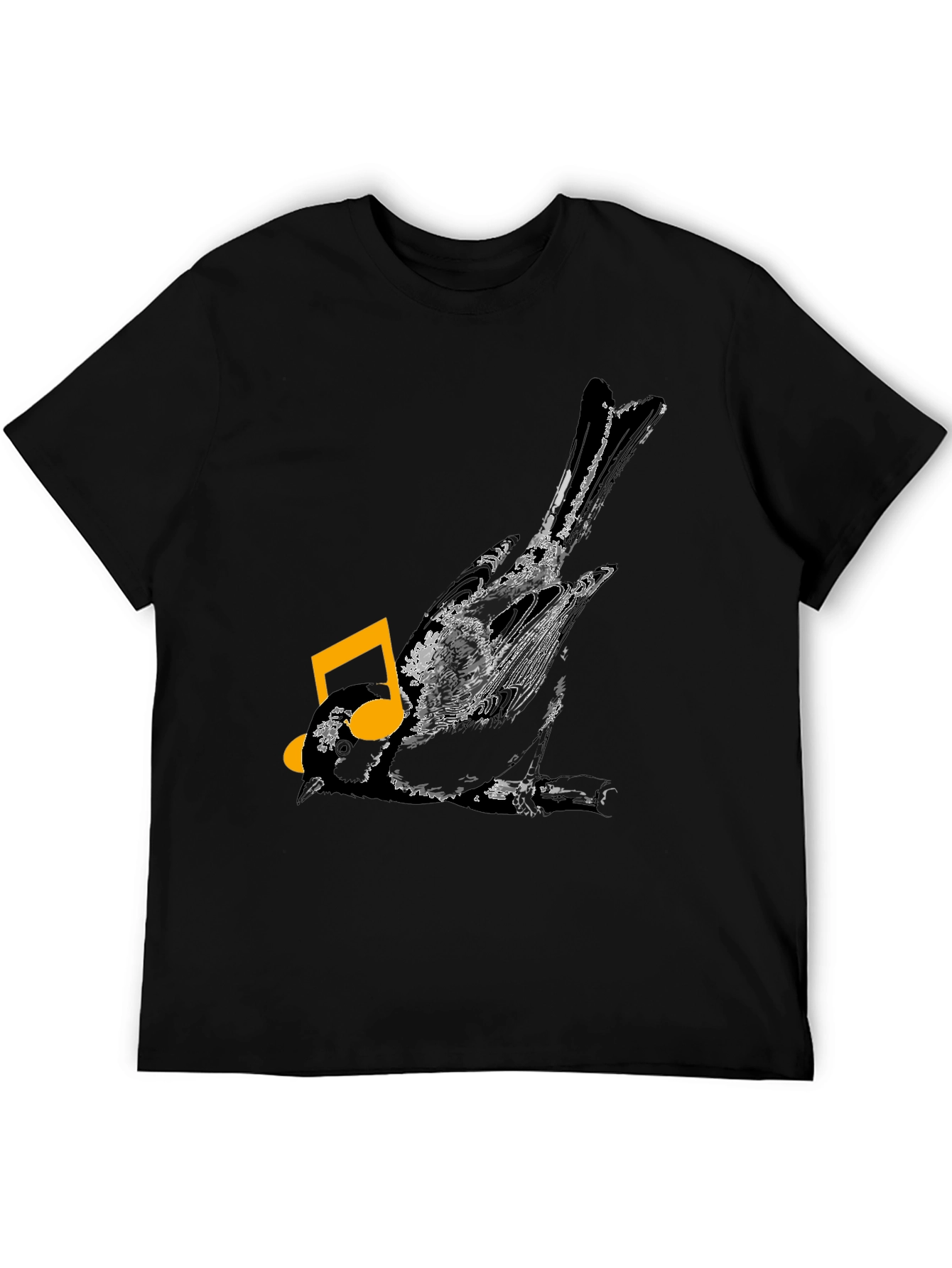 Bird & Music Note Graphic Black T-Shirt