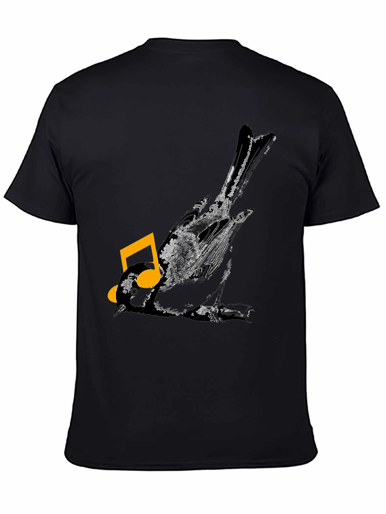 Bird & Music Note Graphic Black T-Shirt