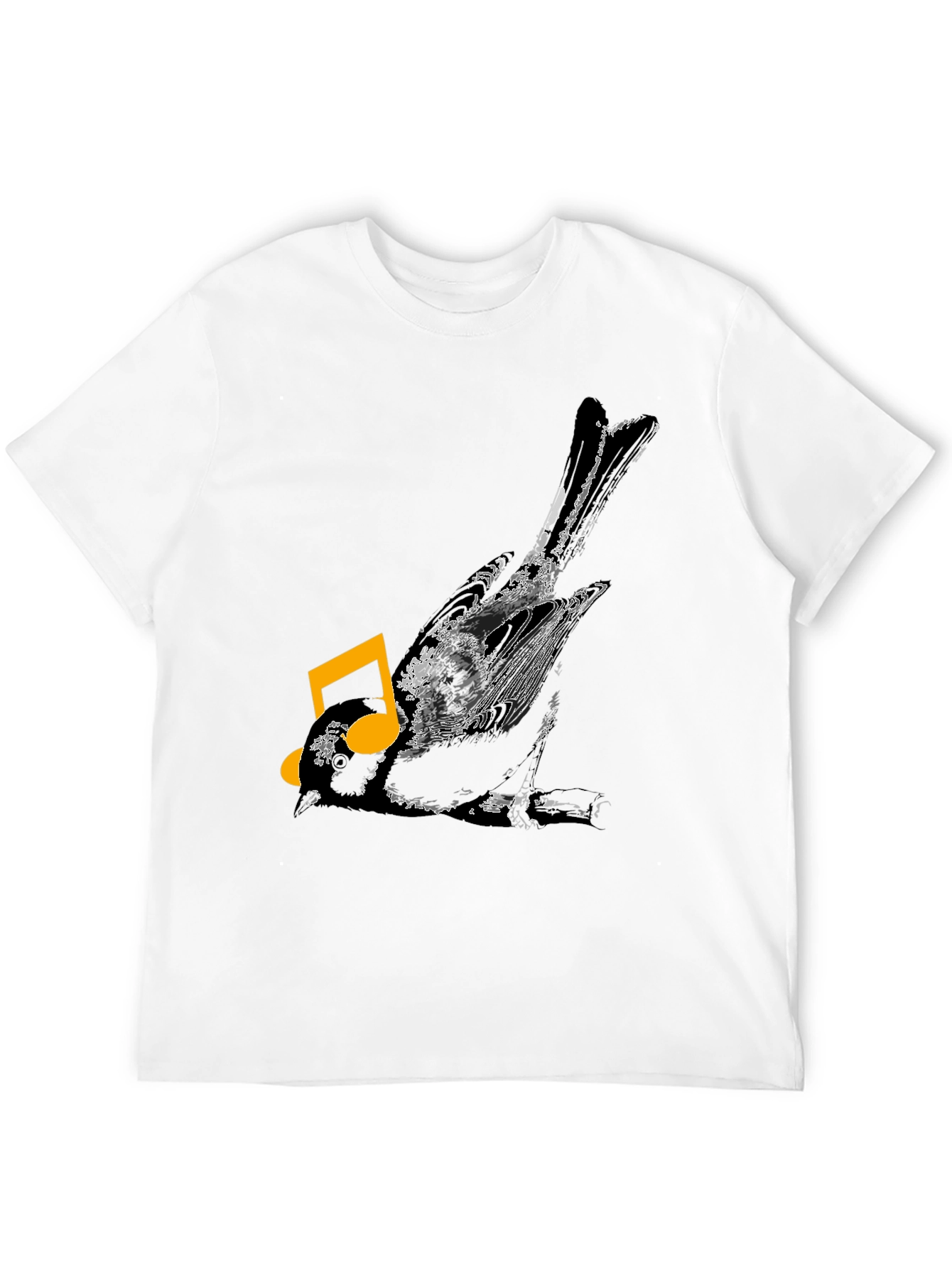 Bird & Music Note Graphic Black T-Shirt