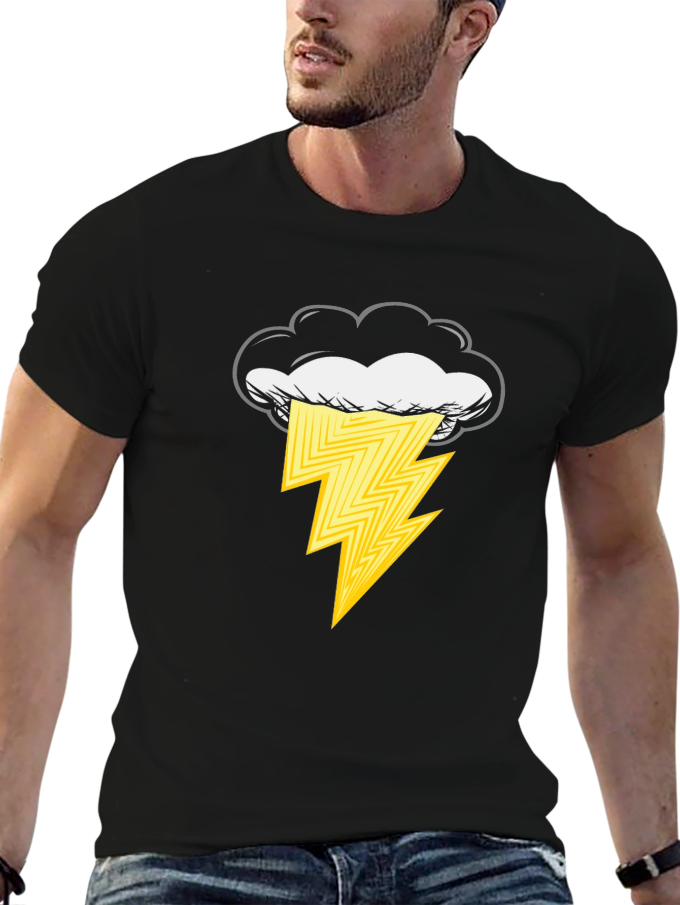 Lightning Cloud Graphic Tee - Unisex Black T-Shirt