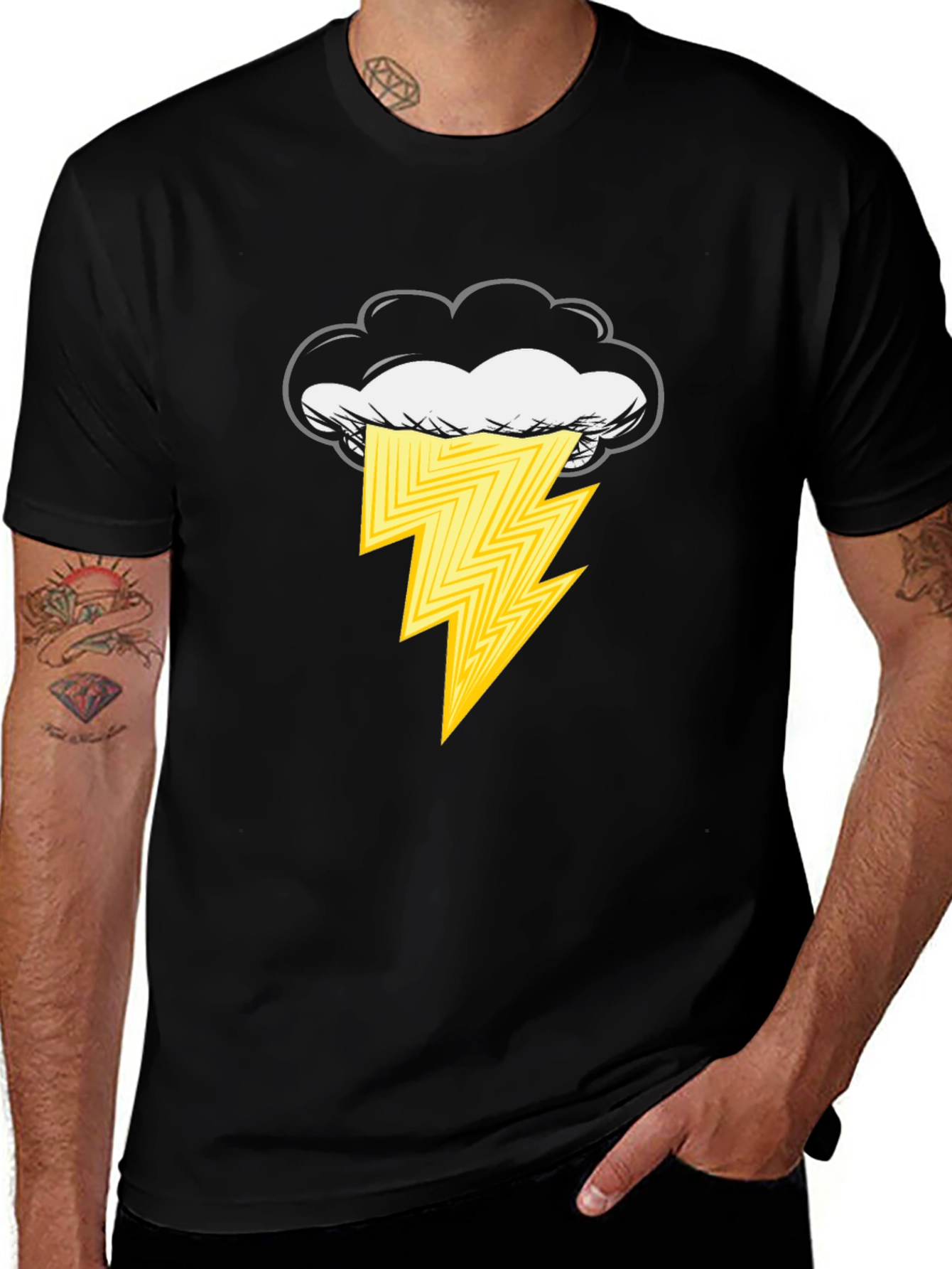 Lightning Cloud Graphic Tee - Unisex Black T-Shirt