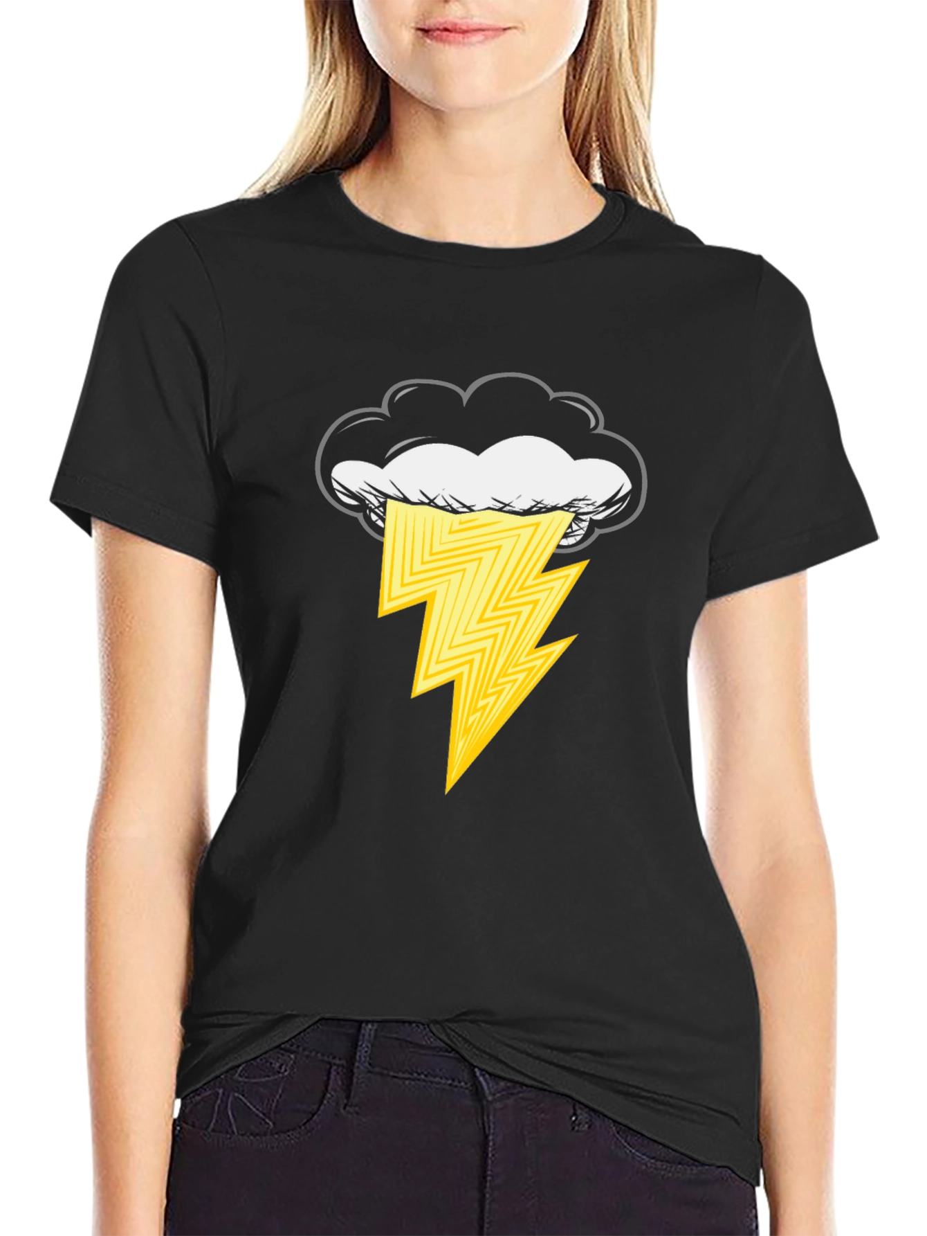 Lightning Cloud Graphic Tee - Unisex Black T-Shirt