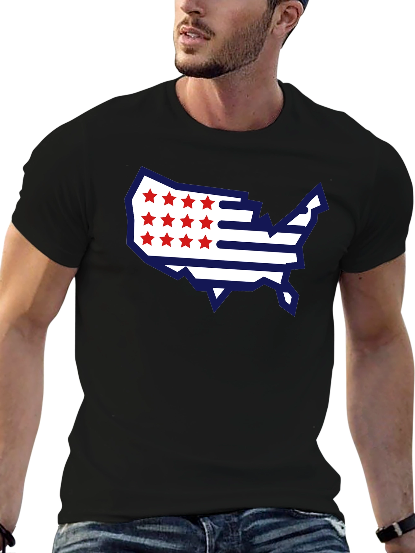 USA Flag Map Graphic Tee - Patriotic T-Shirt