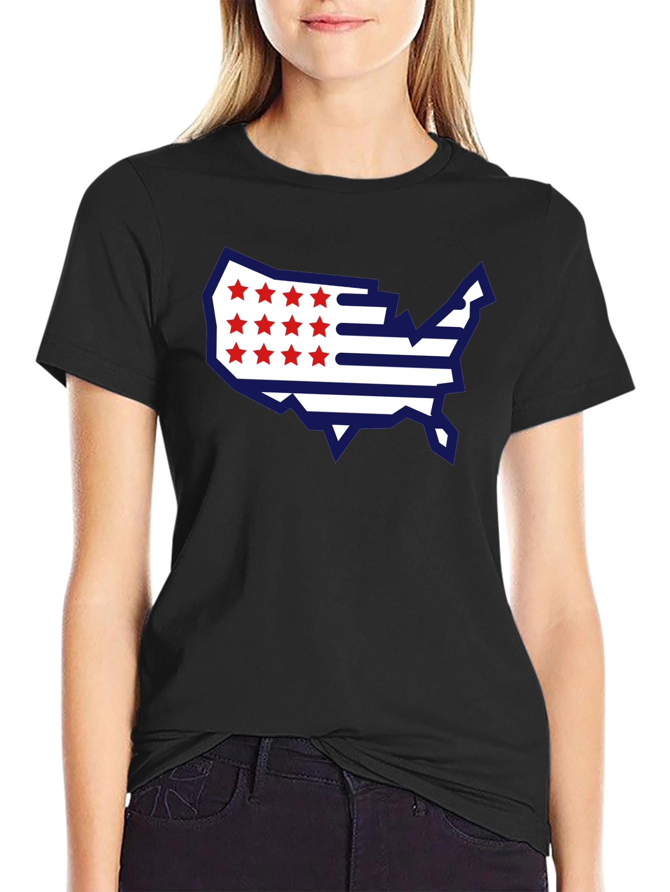 USA Flag Map Graphic Tee - Patriotic T-Shirt