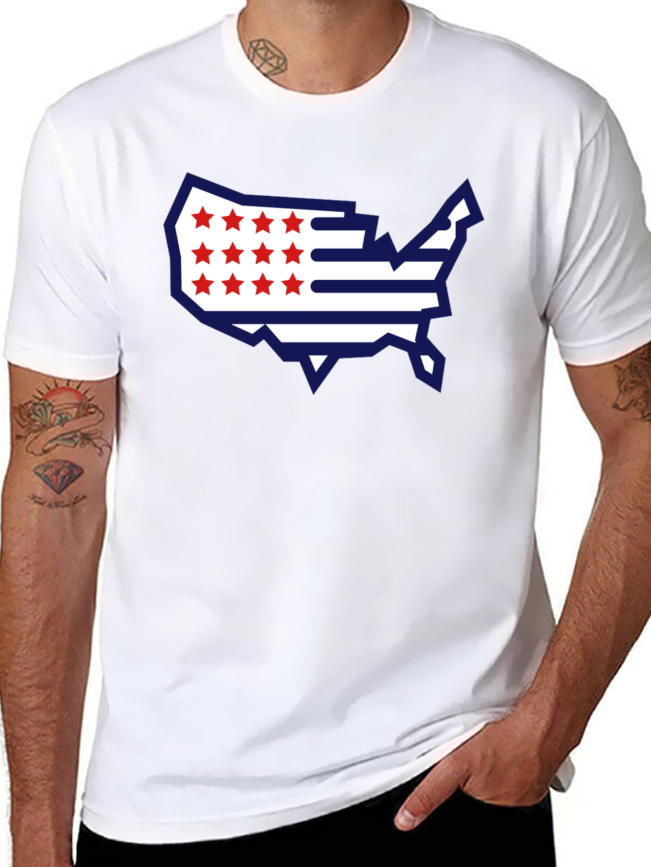 USA Flag Map Graphic Tee - Patriotic T-Shirt