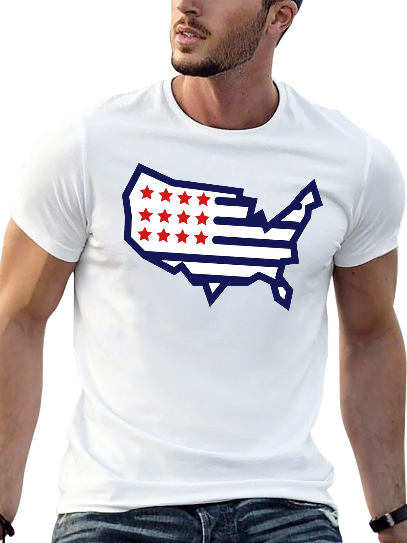 USA Flag Map Graphic Tee - Patriotic T-Shirt