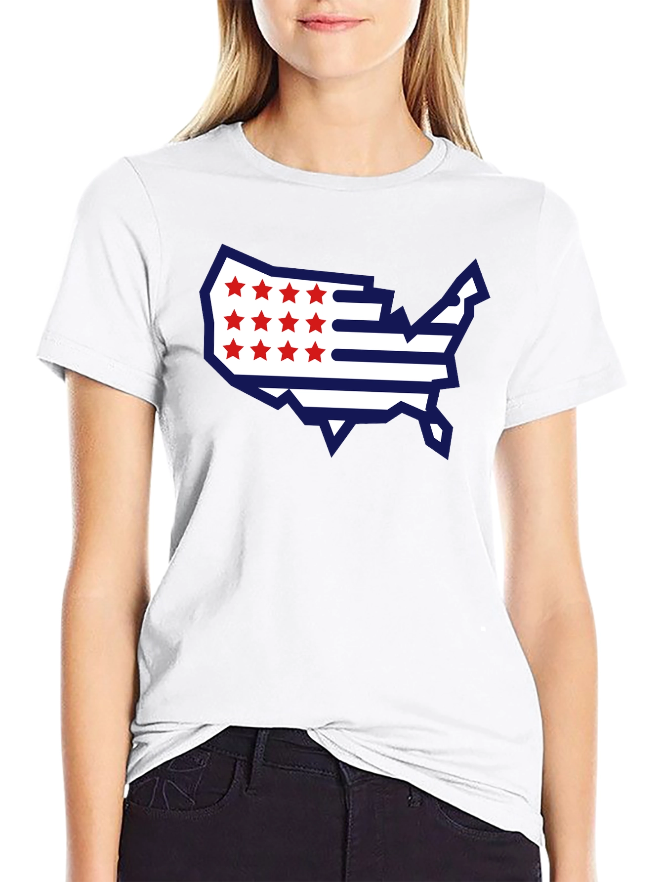 USA Flag Map Graphic Tee - Patriotic T-Shirt