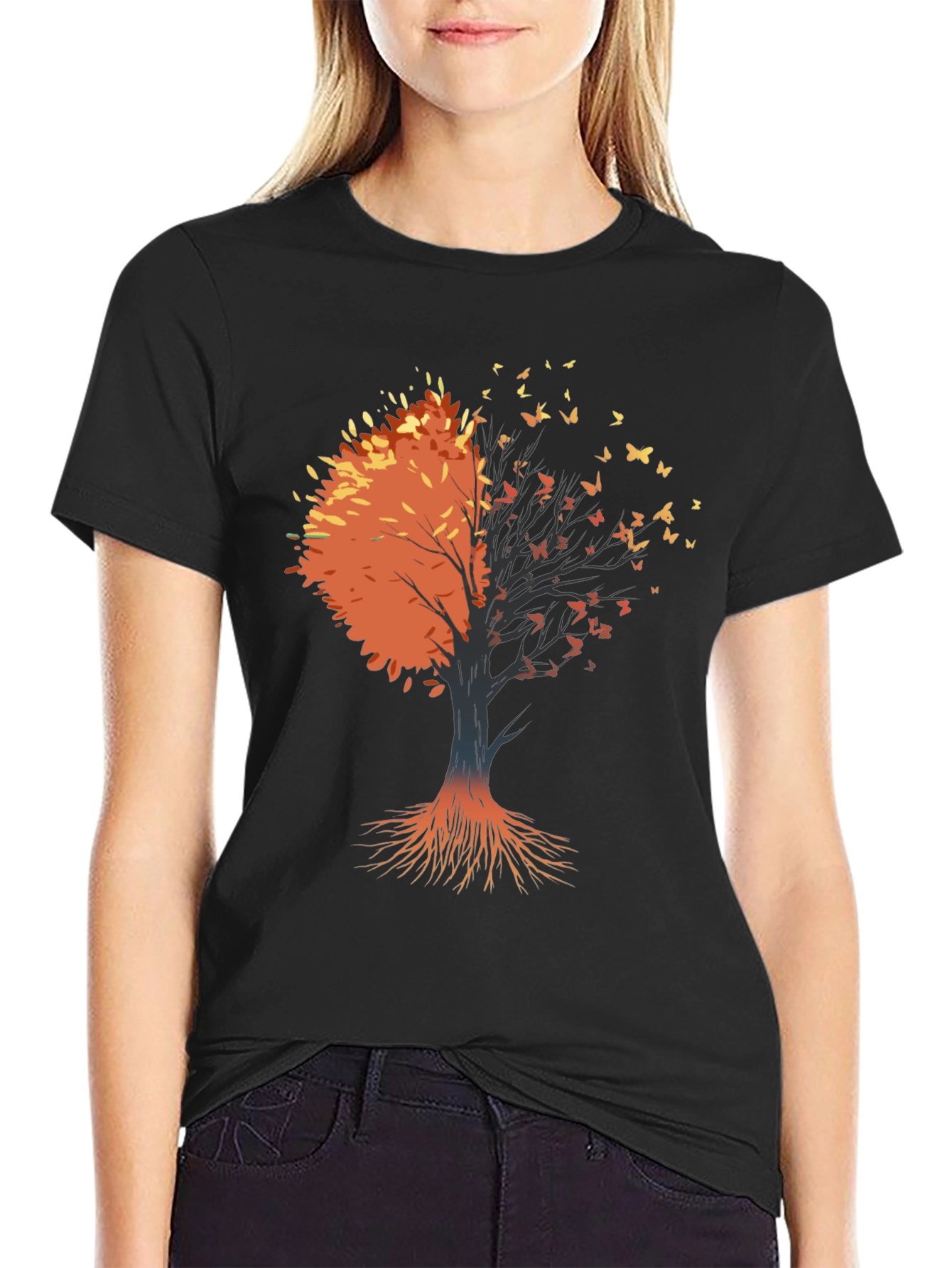 Autumn Tree Graphic Tee - Black