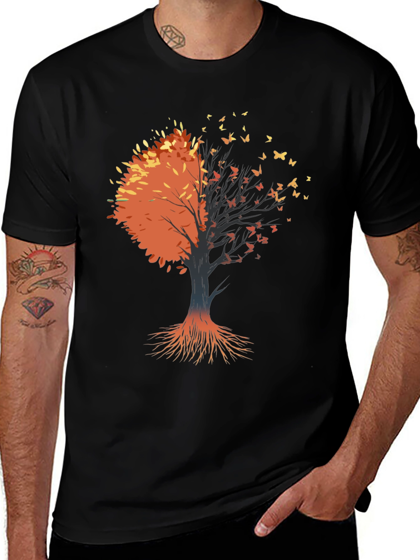 Autumn Tree Graphic Tee - Black