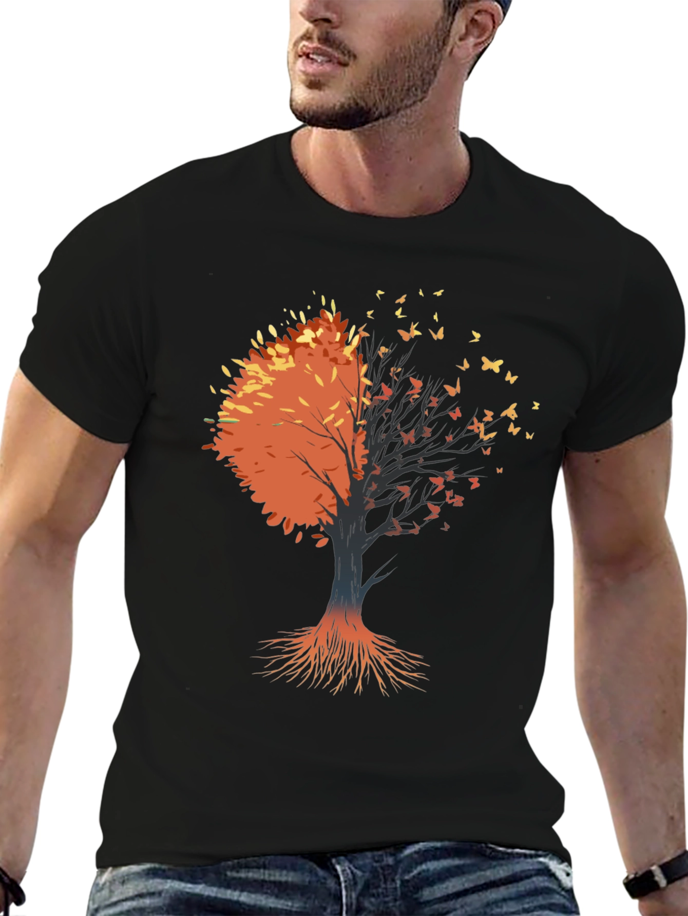 Autumn Tree Graphic Tee - Black