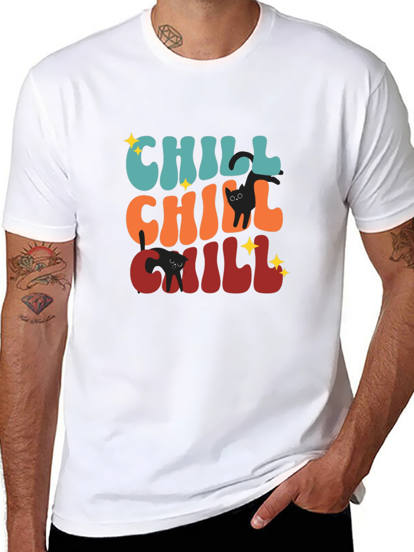 Chill Cat T-Shirt: Retro Style Soft Cotton Tee
