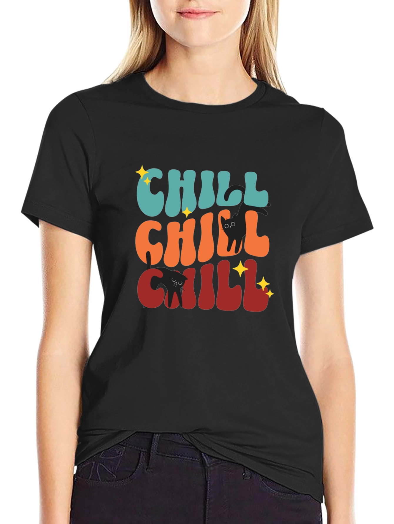 Chill Cat T-Shirt: Retro Style Soft Cotton Tee