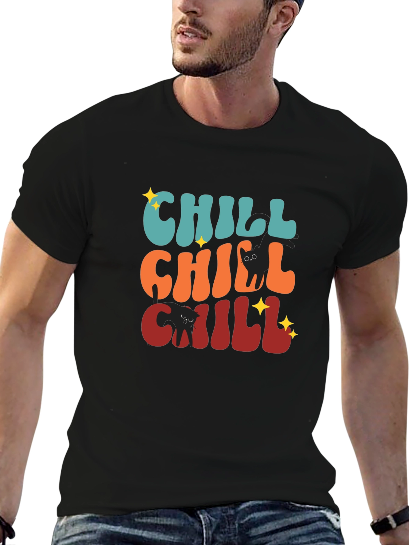 Chill Cat T-Shirt: Retro Style Soft Cotton Tee