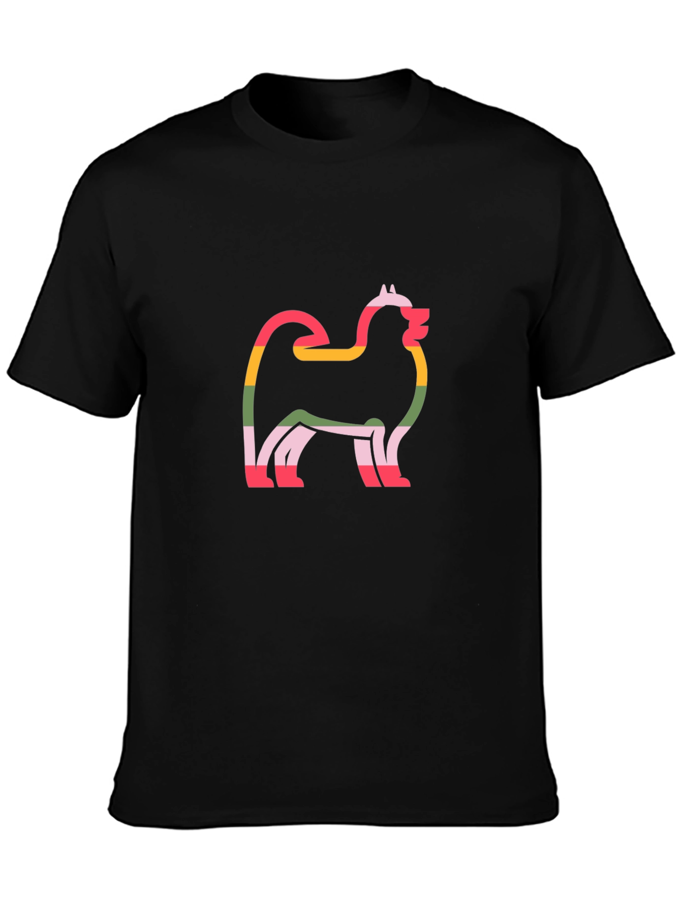 Dog Lovers Rainbow Husky Outline Tee
