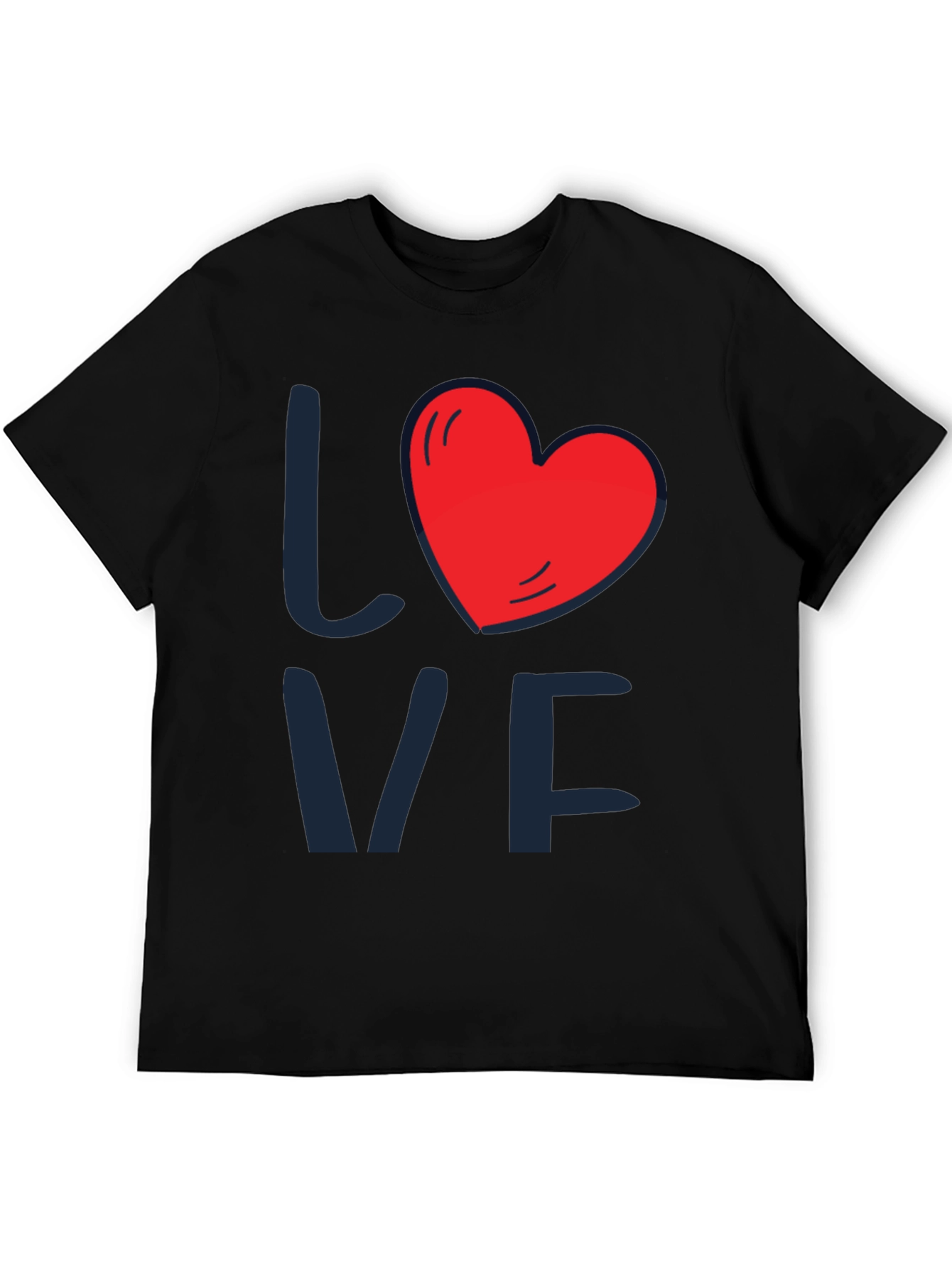 Love Heart Graphic Tee - Mens Black T-Shirt