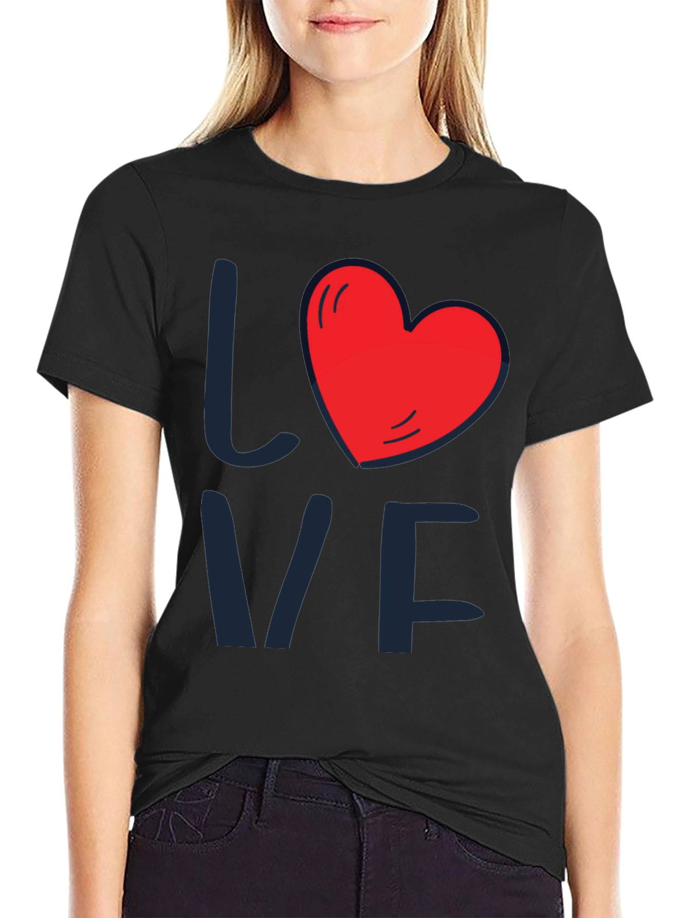 Love Heart Graphic Tee - Mens Black T-Shirt