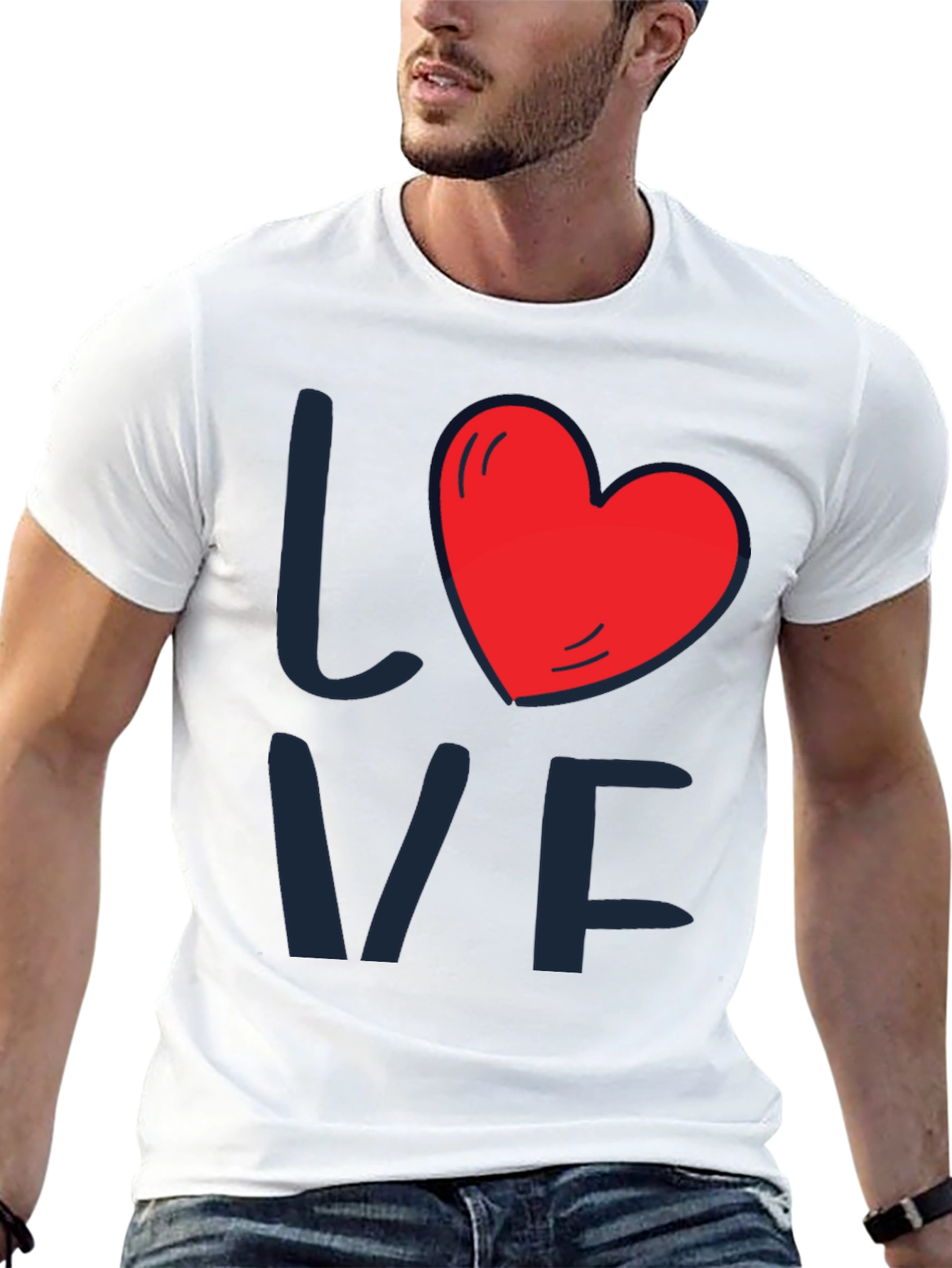 Love Heart Graphic Tee - Mens Black T-Shirt