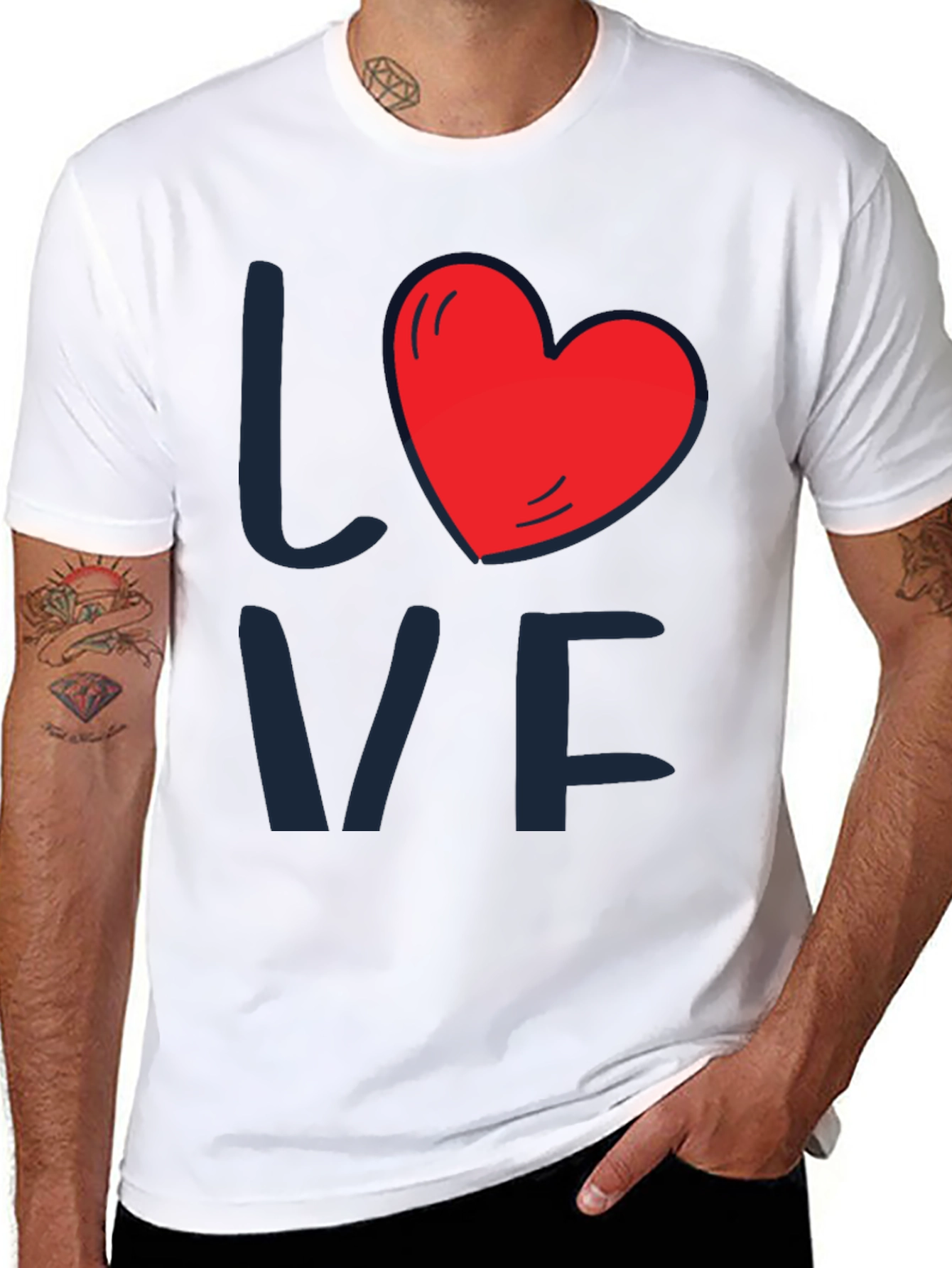 Love Heart Graphic Tee - Mens Black T-Shirt