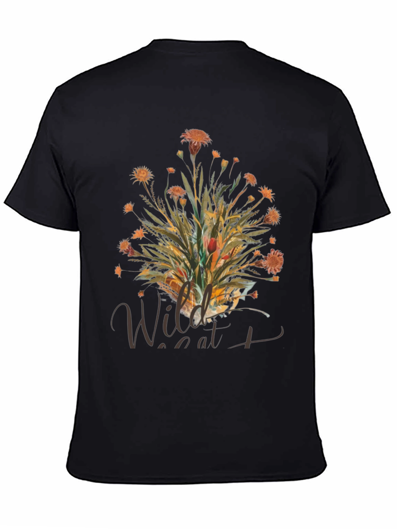 Wildcat Floral Print Black T-Shirt