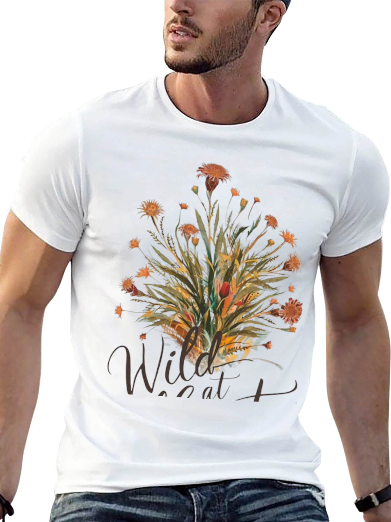 Wildcat Floral Print Black T-Shirt