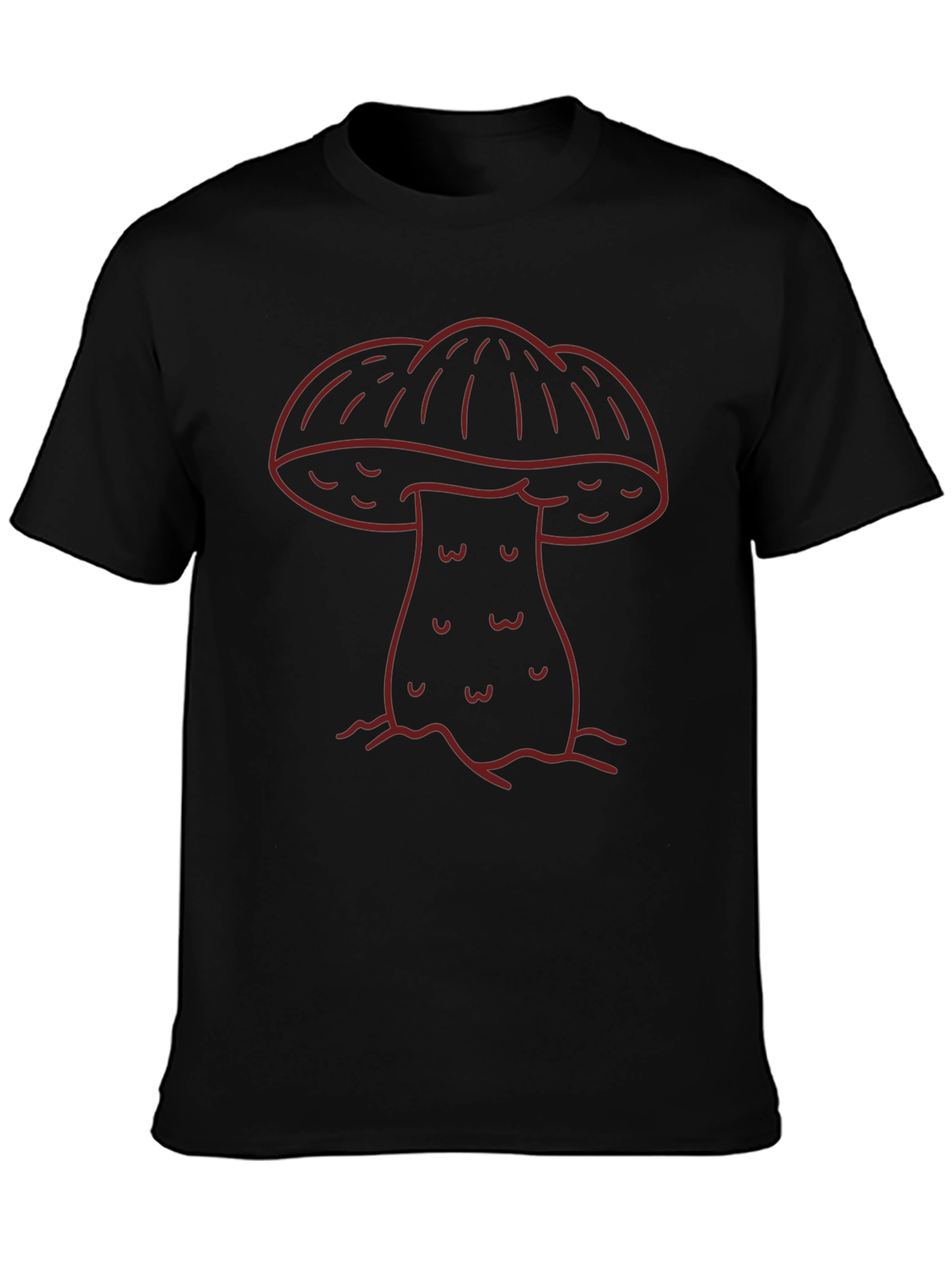 Mushroom Graphic Tee - Trendy Unisex Black T-Shirt