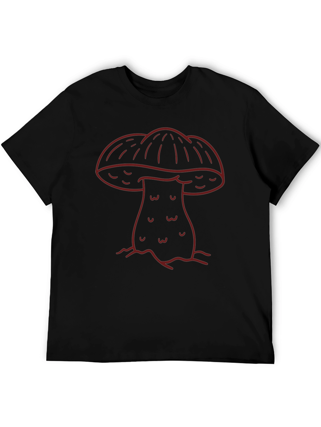 Mushroom Graphic Tee - Trendy Unisex Black T-Shirt