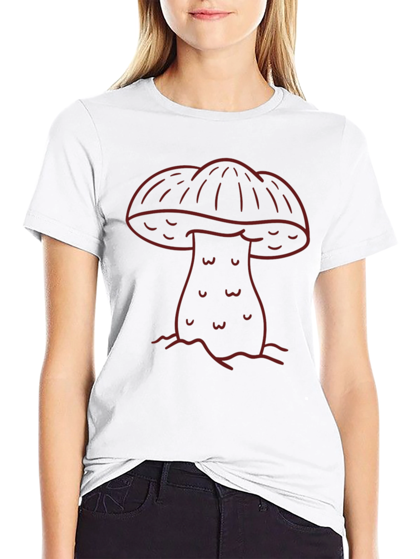Mushroom Graphic Tee - Trendy Unisex Black T-Shirt