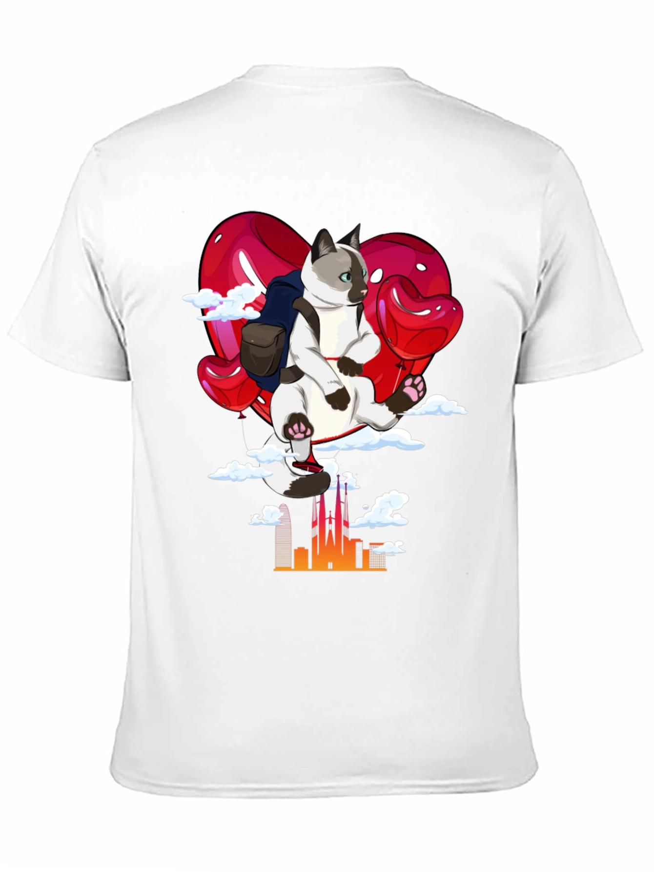 Cat Lover T-Shirt - Balloon Ride over City