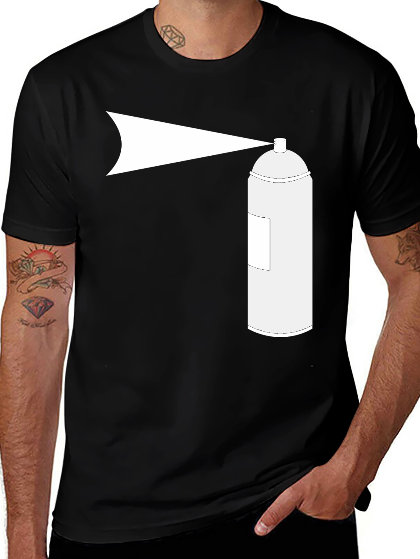 Spray Paint Graphic Tee - Black Cotton T-Shirt