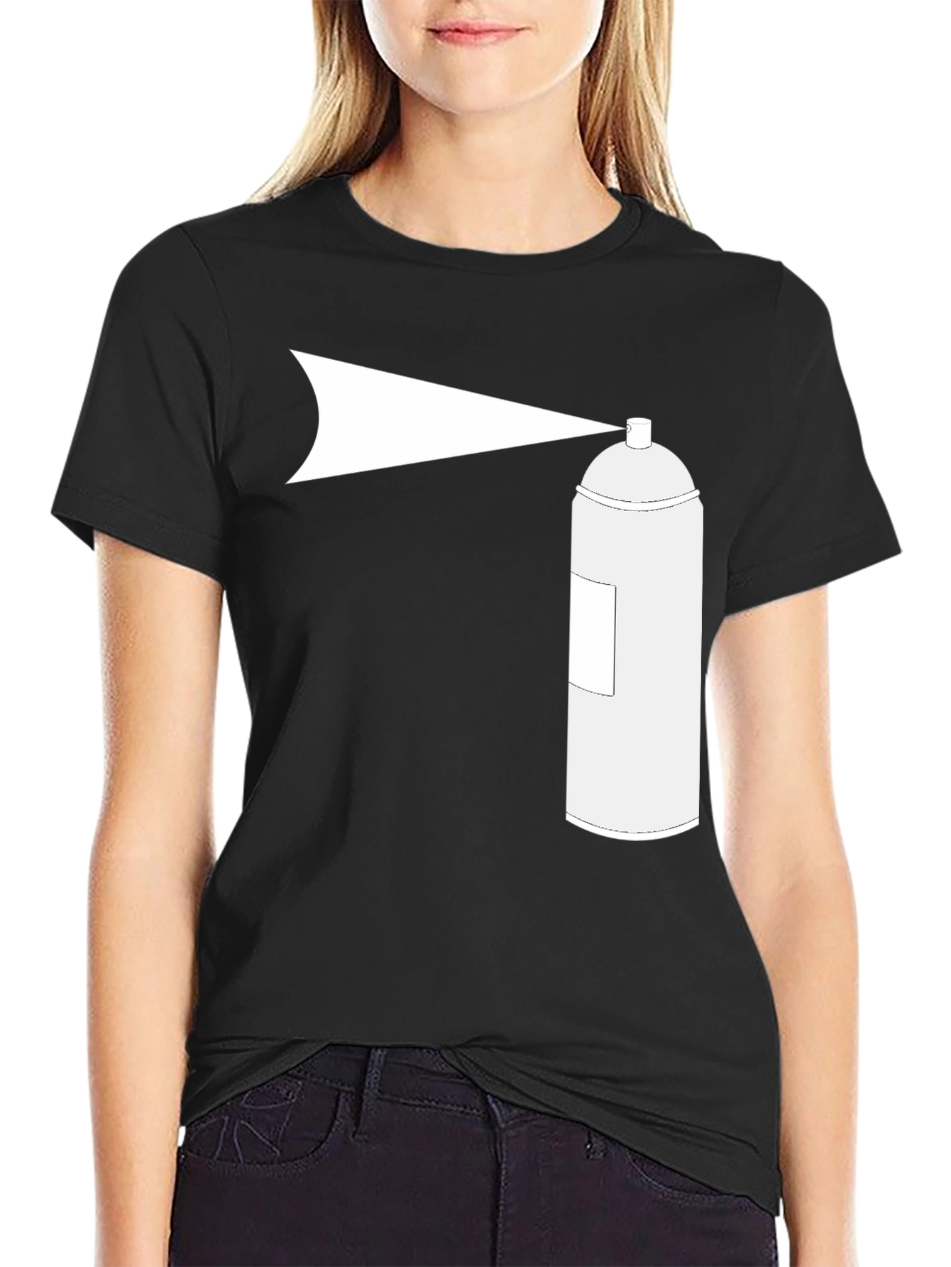 Spray Paint Graphic Tee - Black Cotton T-Shirt